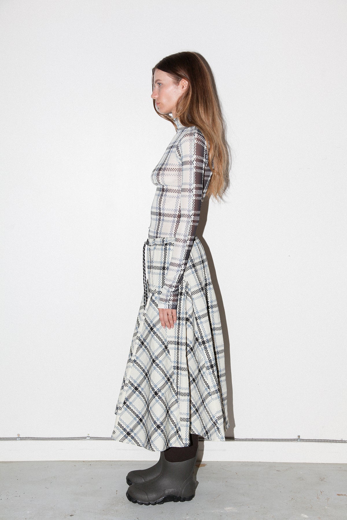 Plaid Peak Skirt in Ecru Plaid