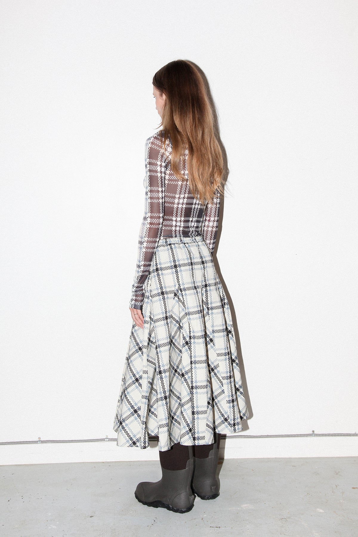 Plaid Peak Skirt in Ecru Plaid