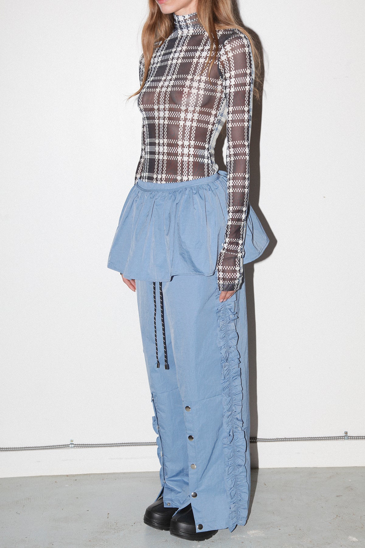 Nylon Peplum Apron in Lake