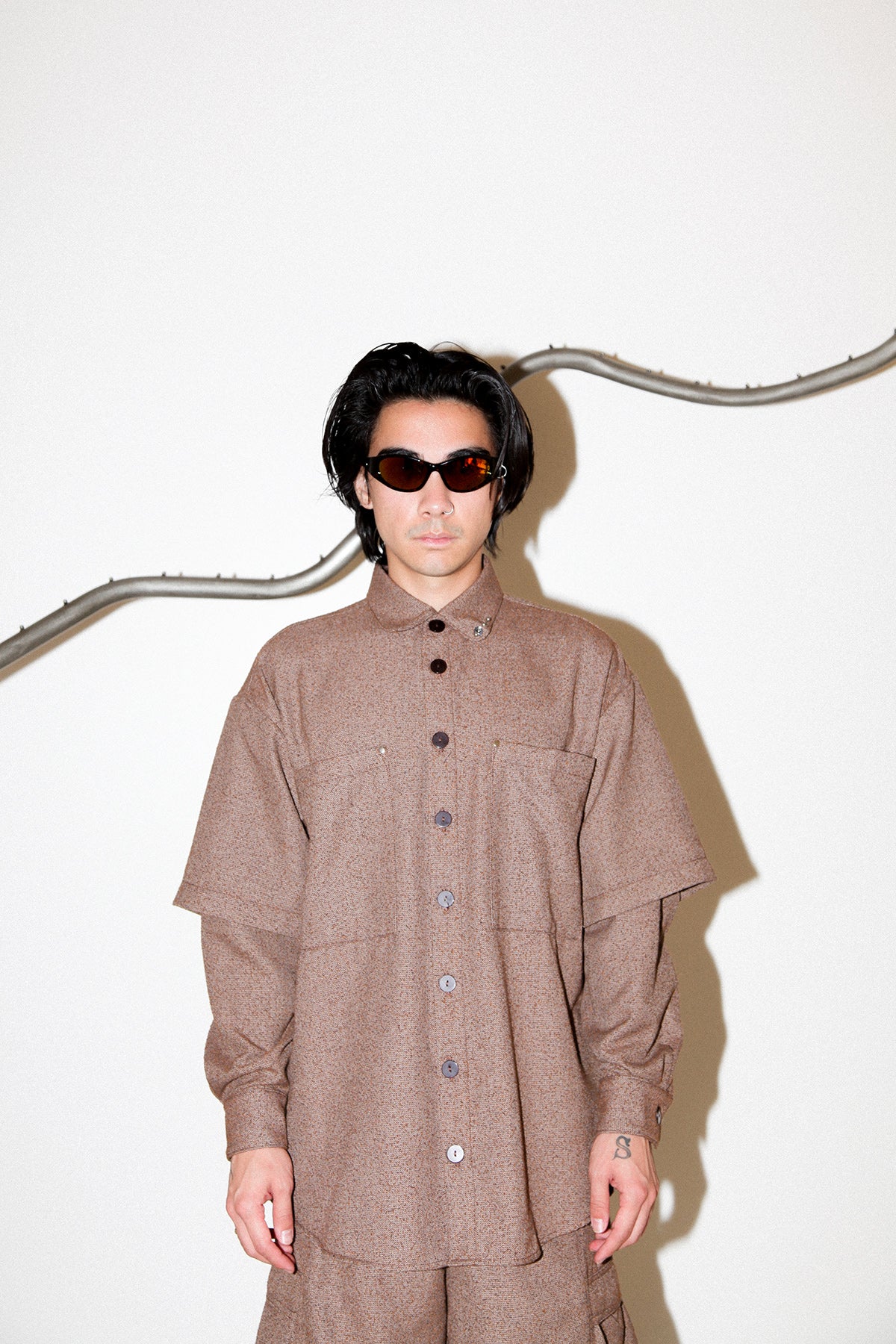 Pierced Double Button Down in Tobacco