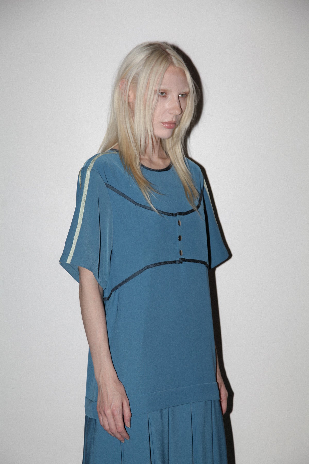Box Pleat Dress in Lake