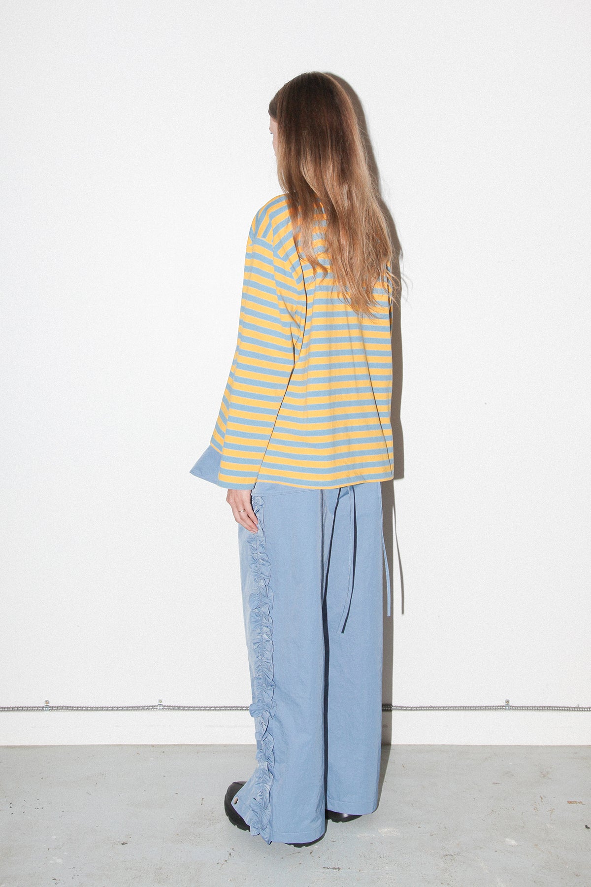 Pierced Long Sleeve Box Tee in Cloud & Butter