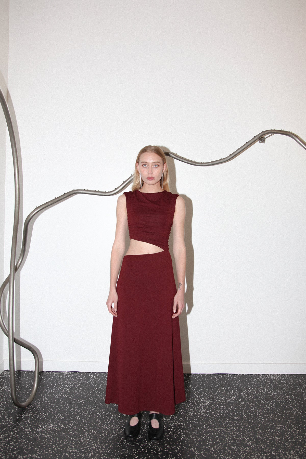 Studio 116 Slice Dress in Merlot