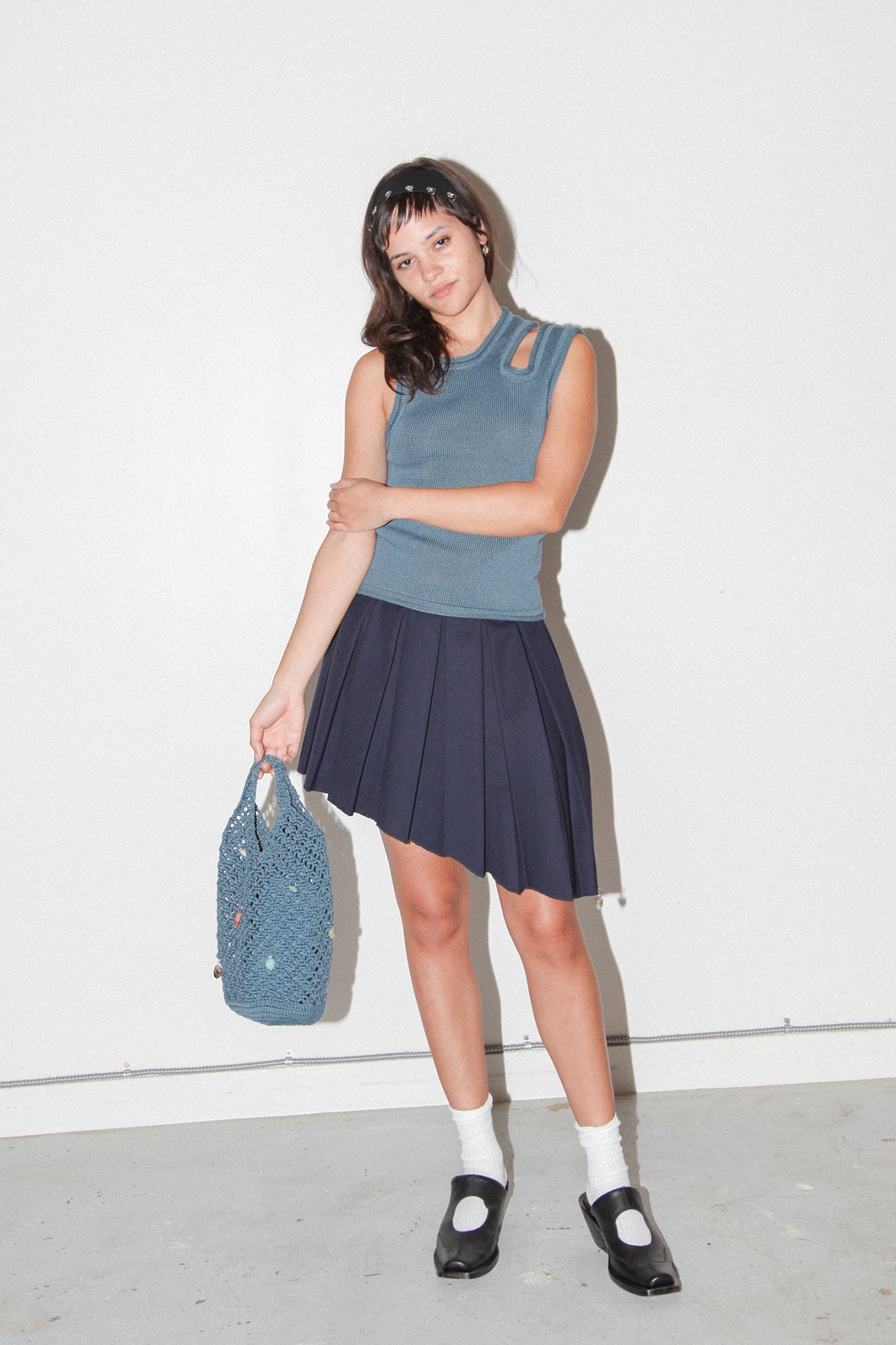 Slash Vest in Slate Blue