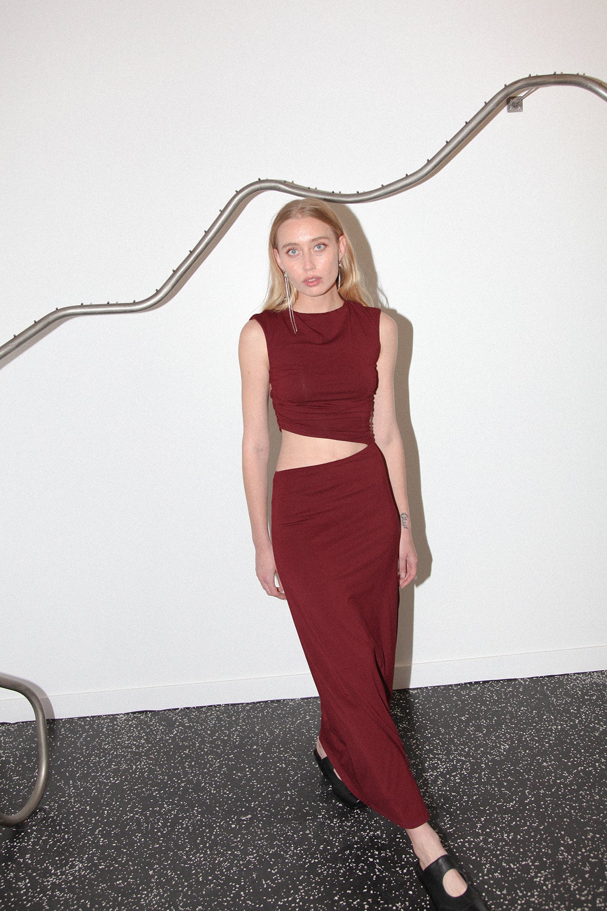 Studio 116 Slice Dress in Merlot