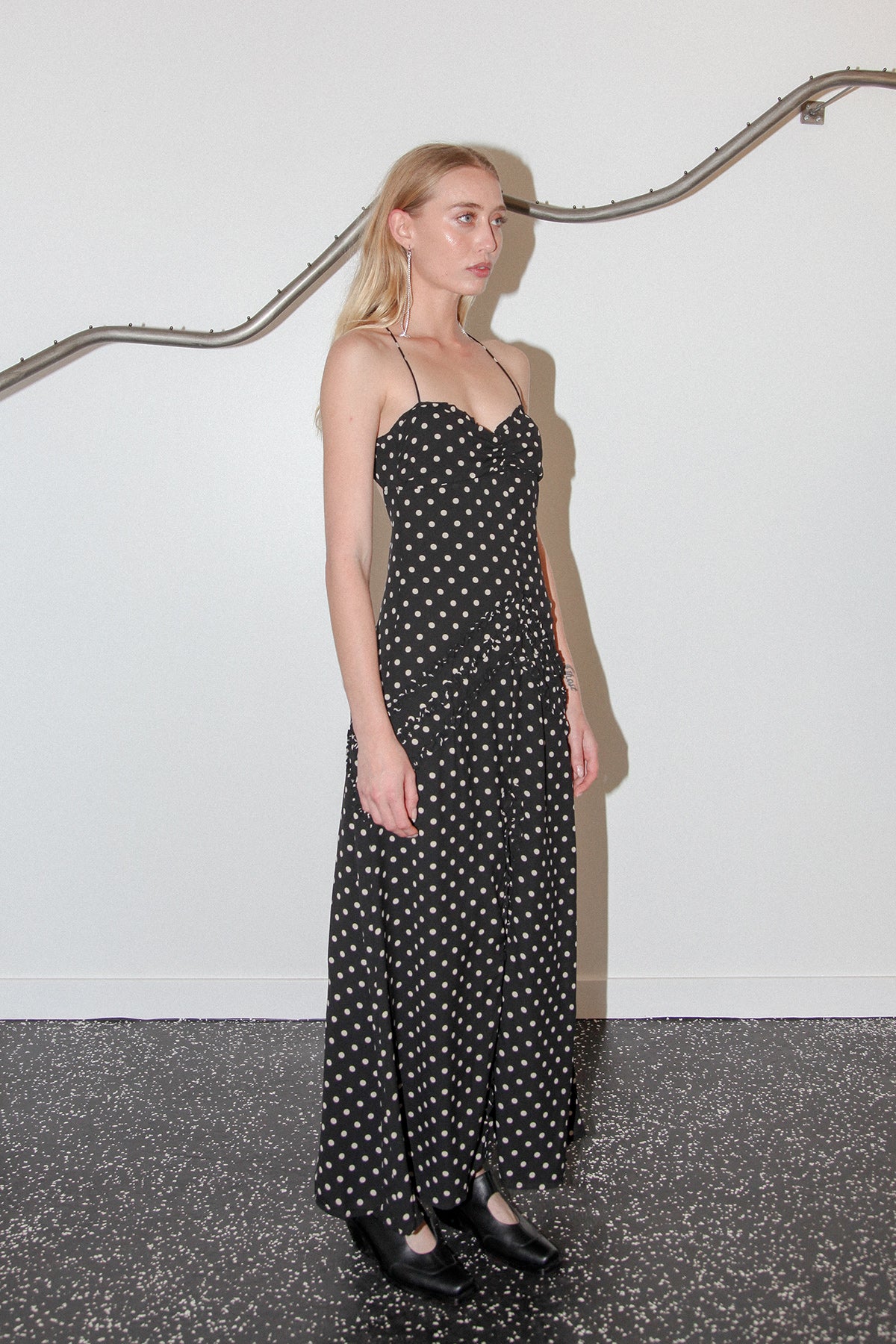 Studio 112 Dot Ruffle Maxi in Black