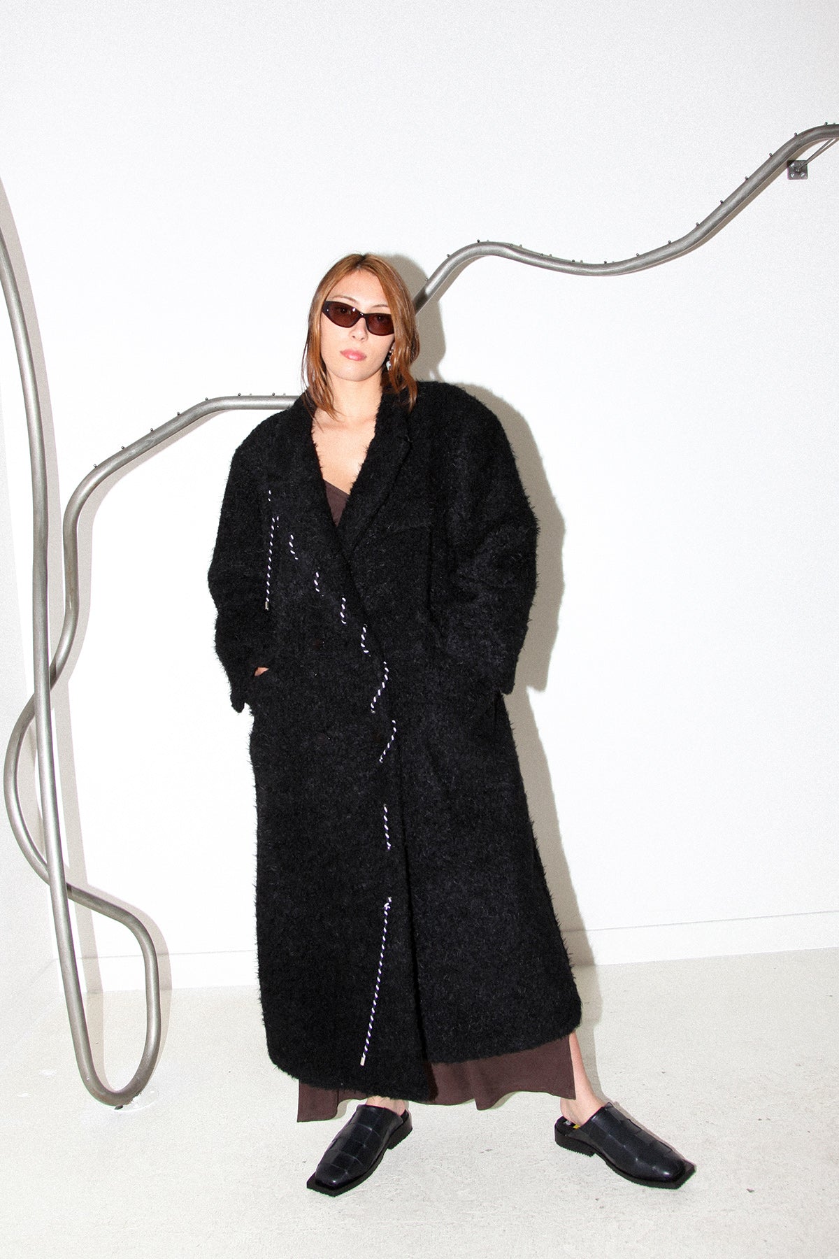 Cord Moss Coat in Black