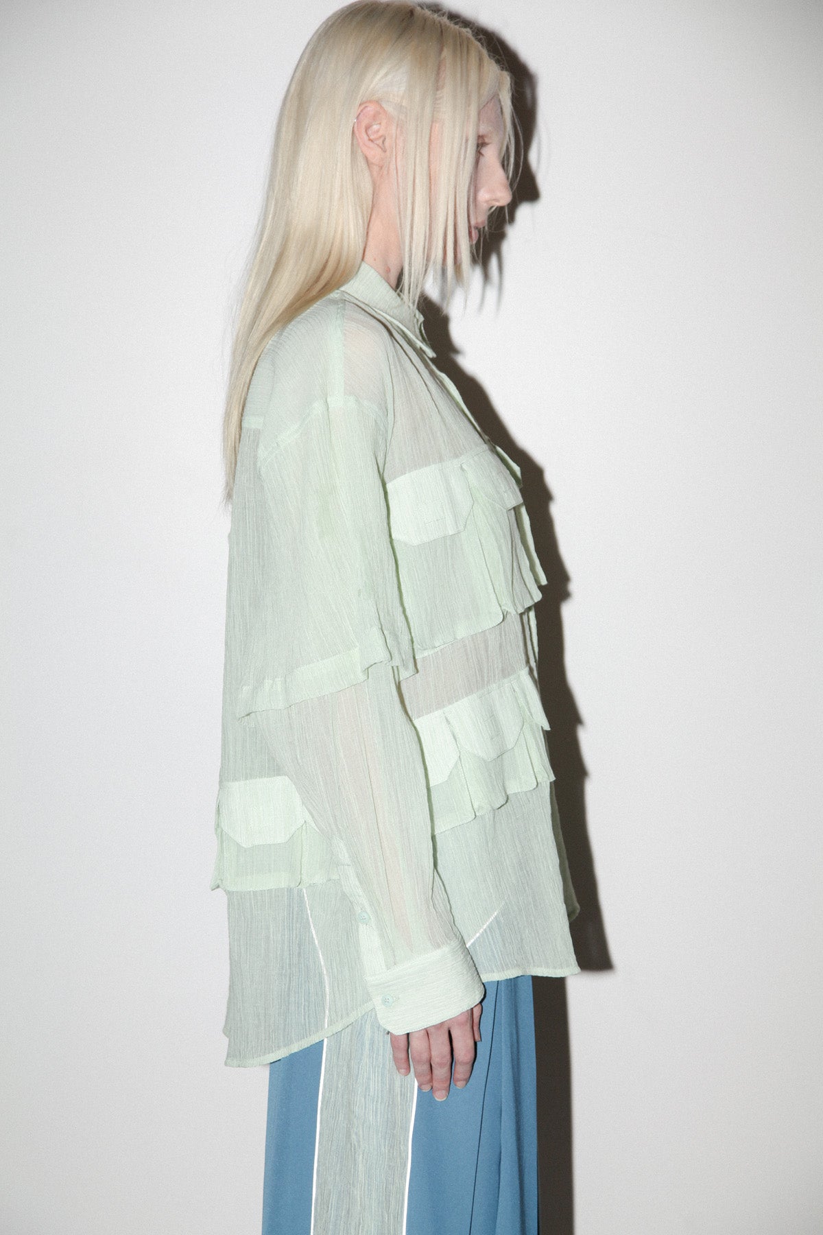 Crinkled Sprint Button Up in Lichen