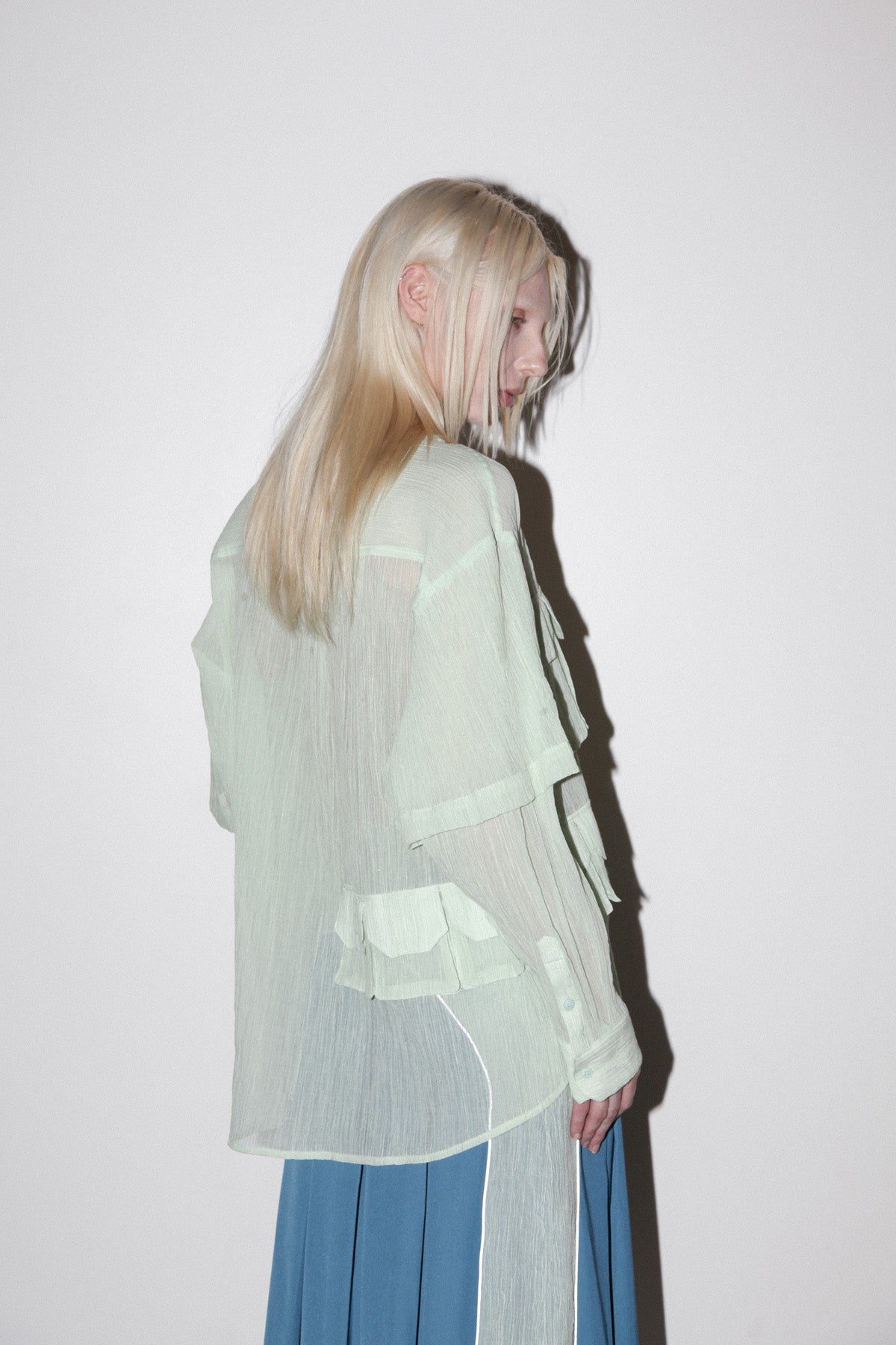 Crinkled Sprint Button Up in Lichen