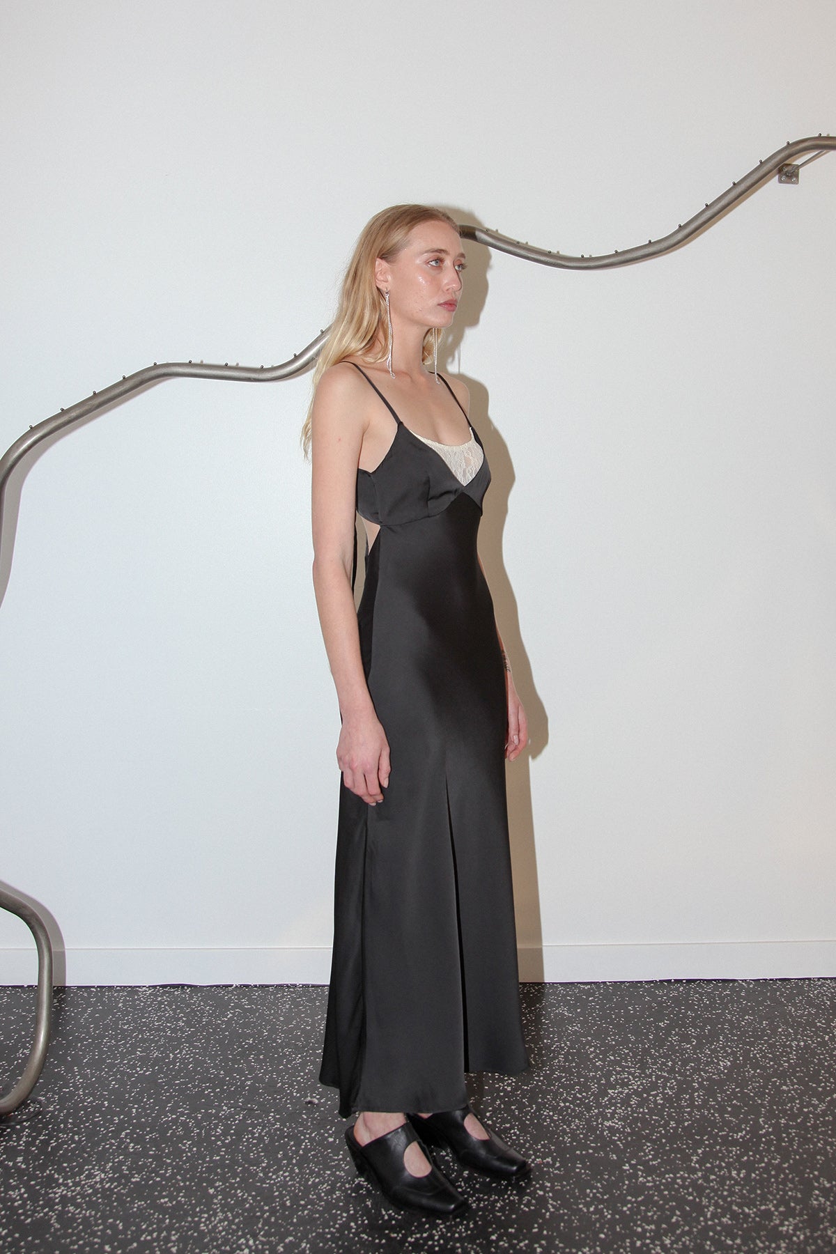 Studio 114 Satin & Lace Slip in Black