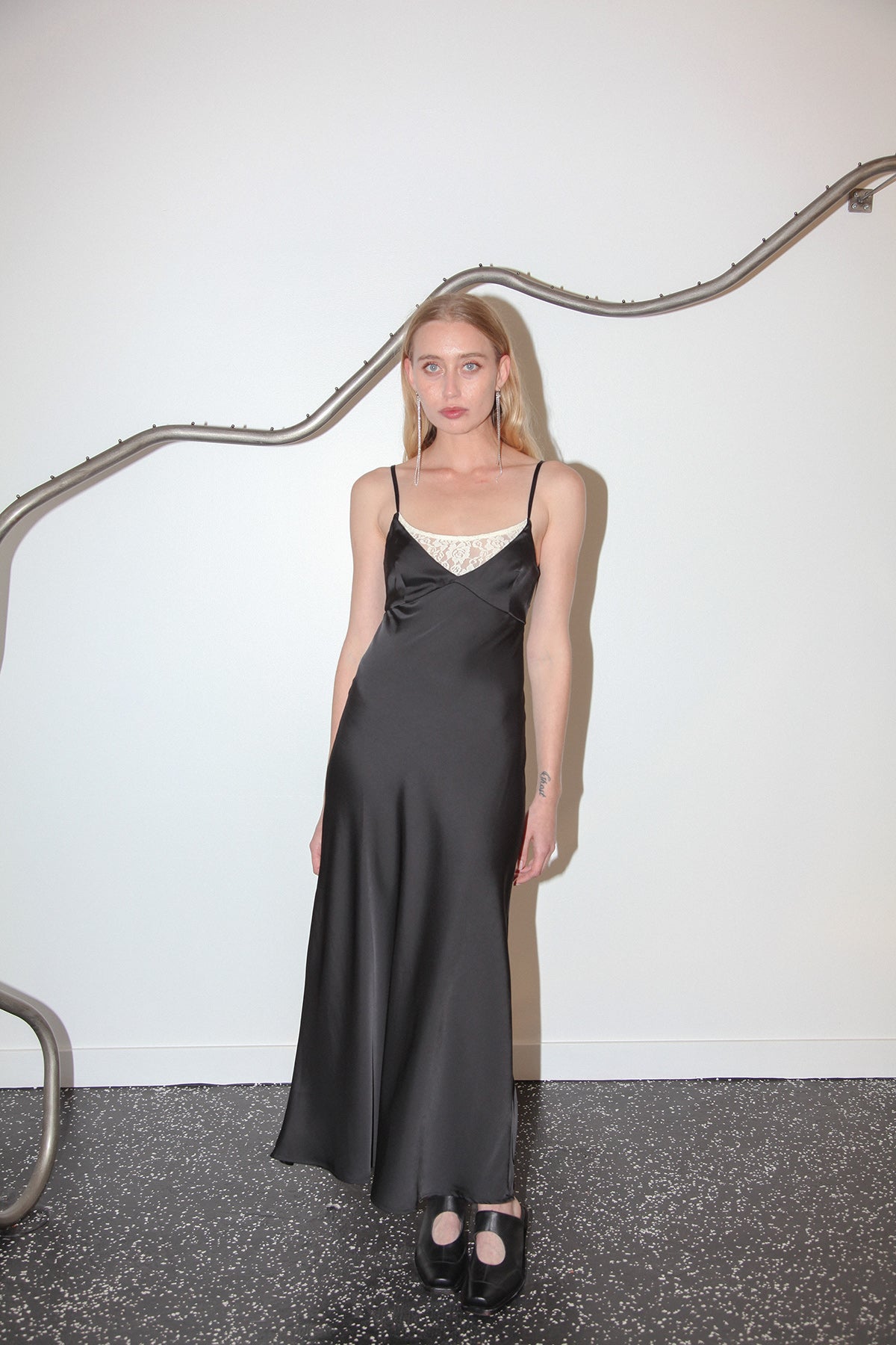 Studio 114 Satin & Lace Slip in Black