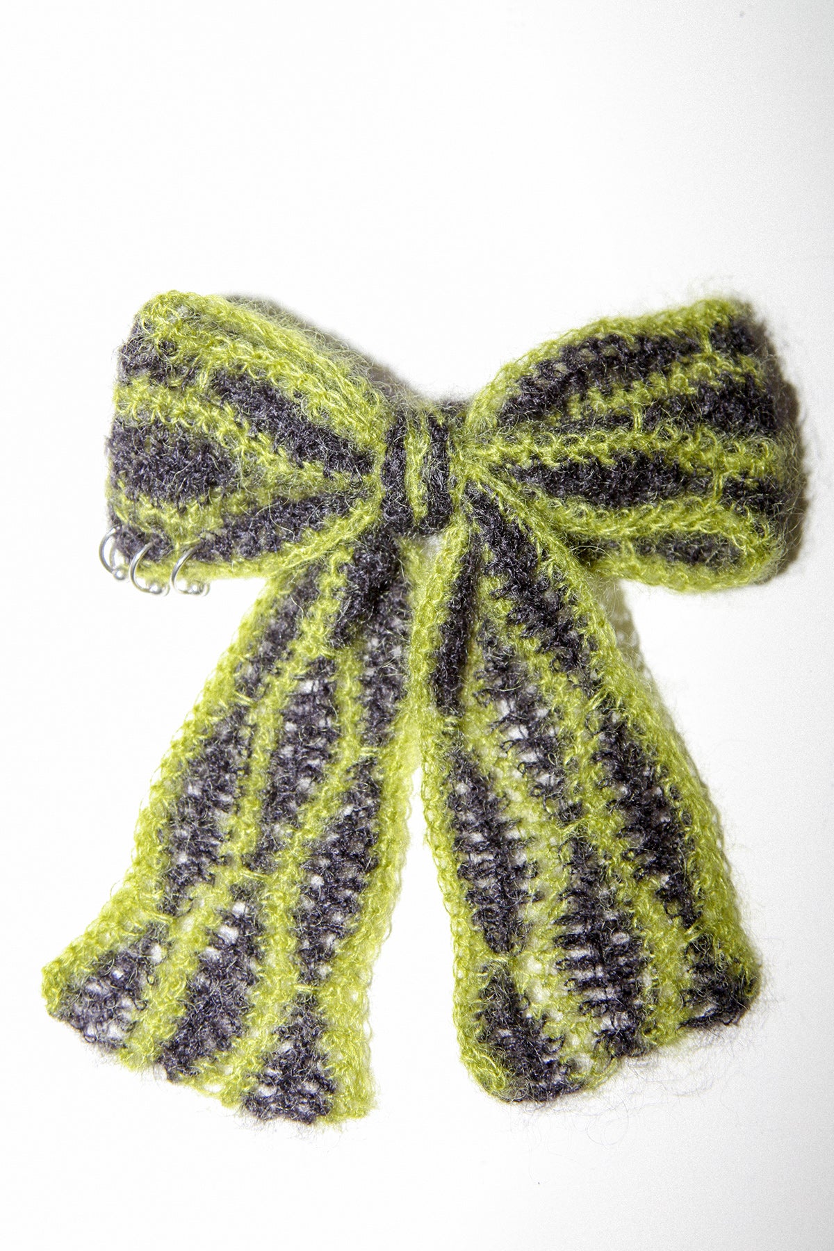 Funny Sad Stuff Large Crocheted Bow in Moss & Black Honeycomb