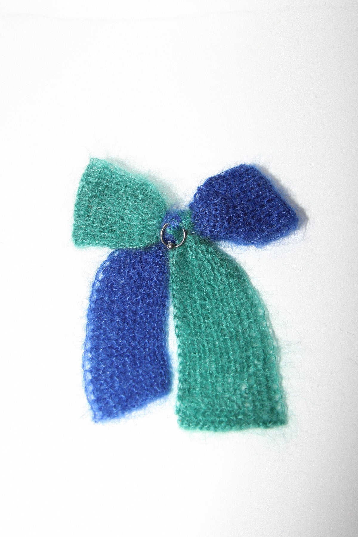 Funny Sad Stuff Crocheted Bow in Cobalt & Teal