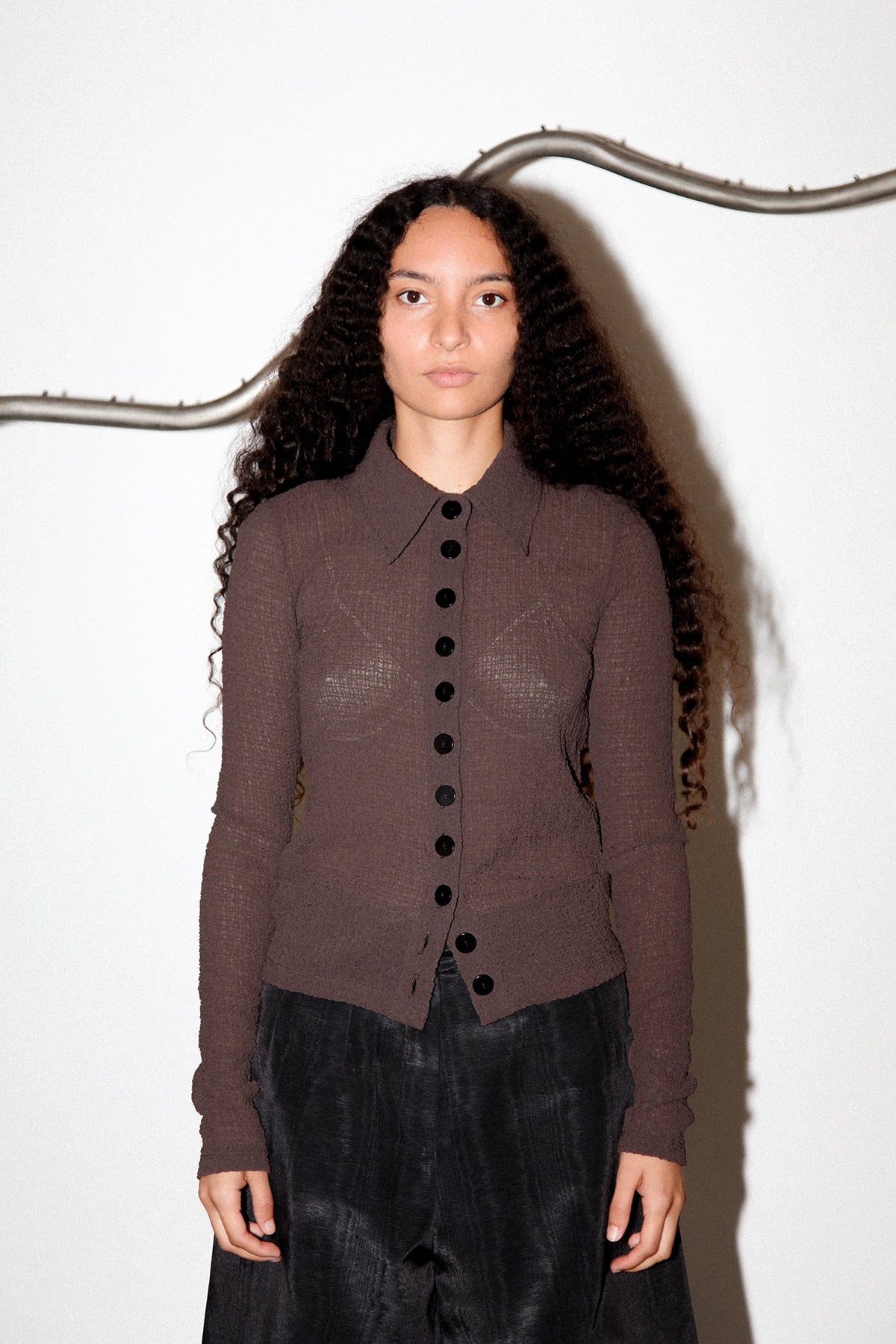 Bubble Scallop Top in Mud