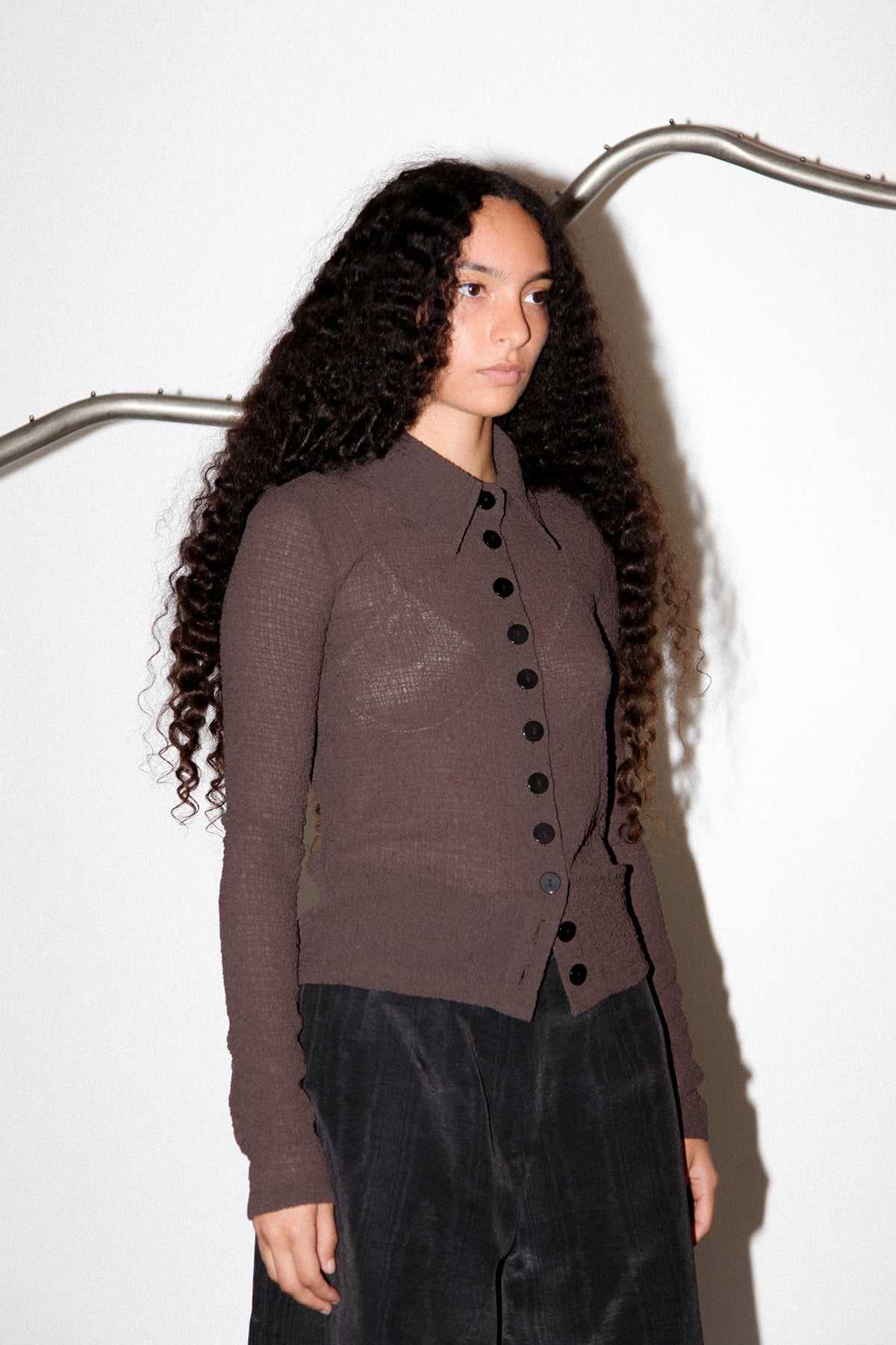 Bubble Scallop Top in Mud