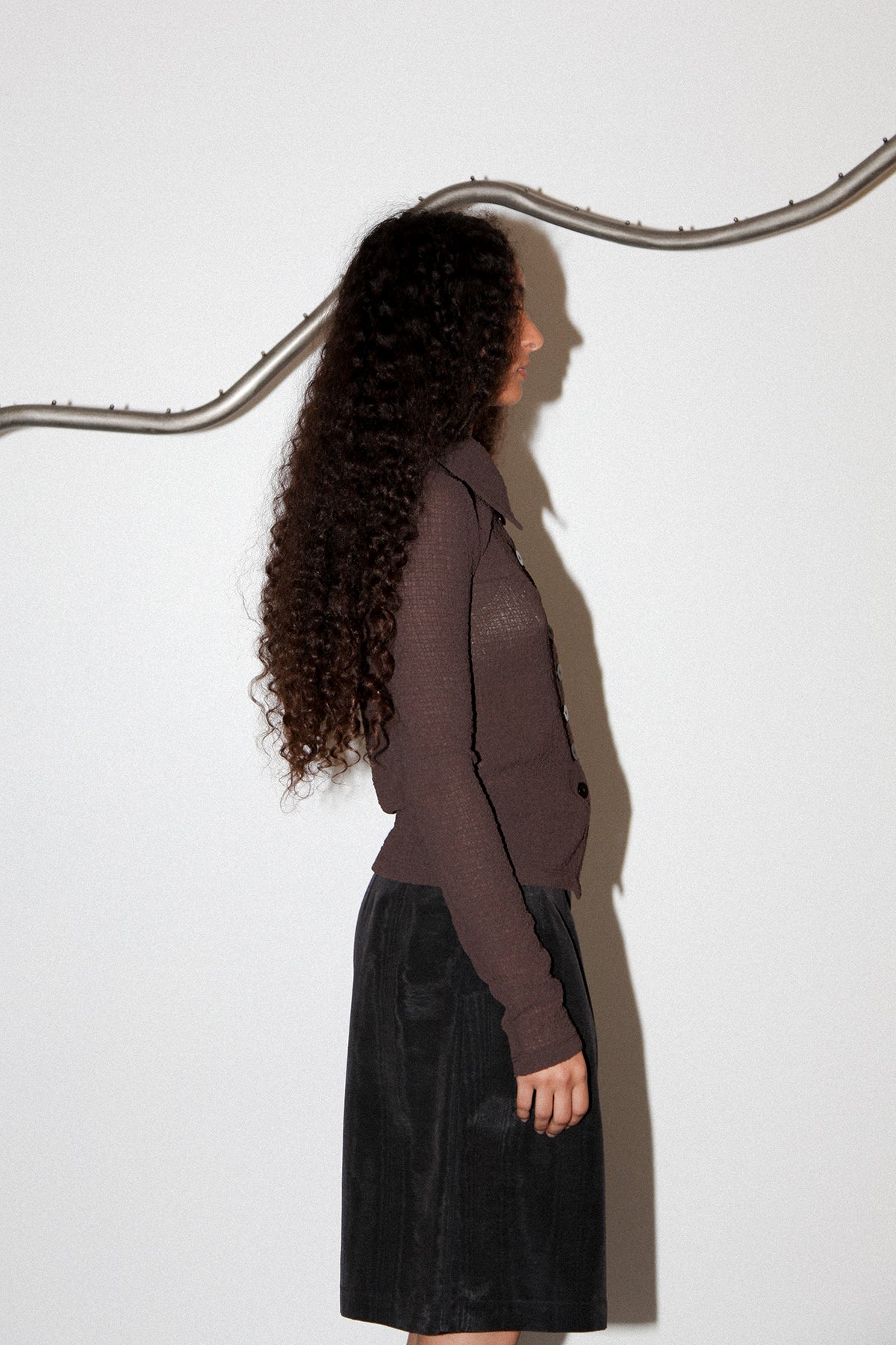 Bubble Scallop Top in Mud