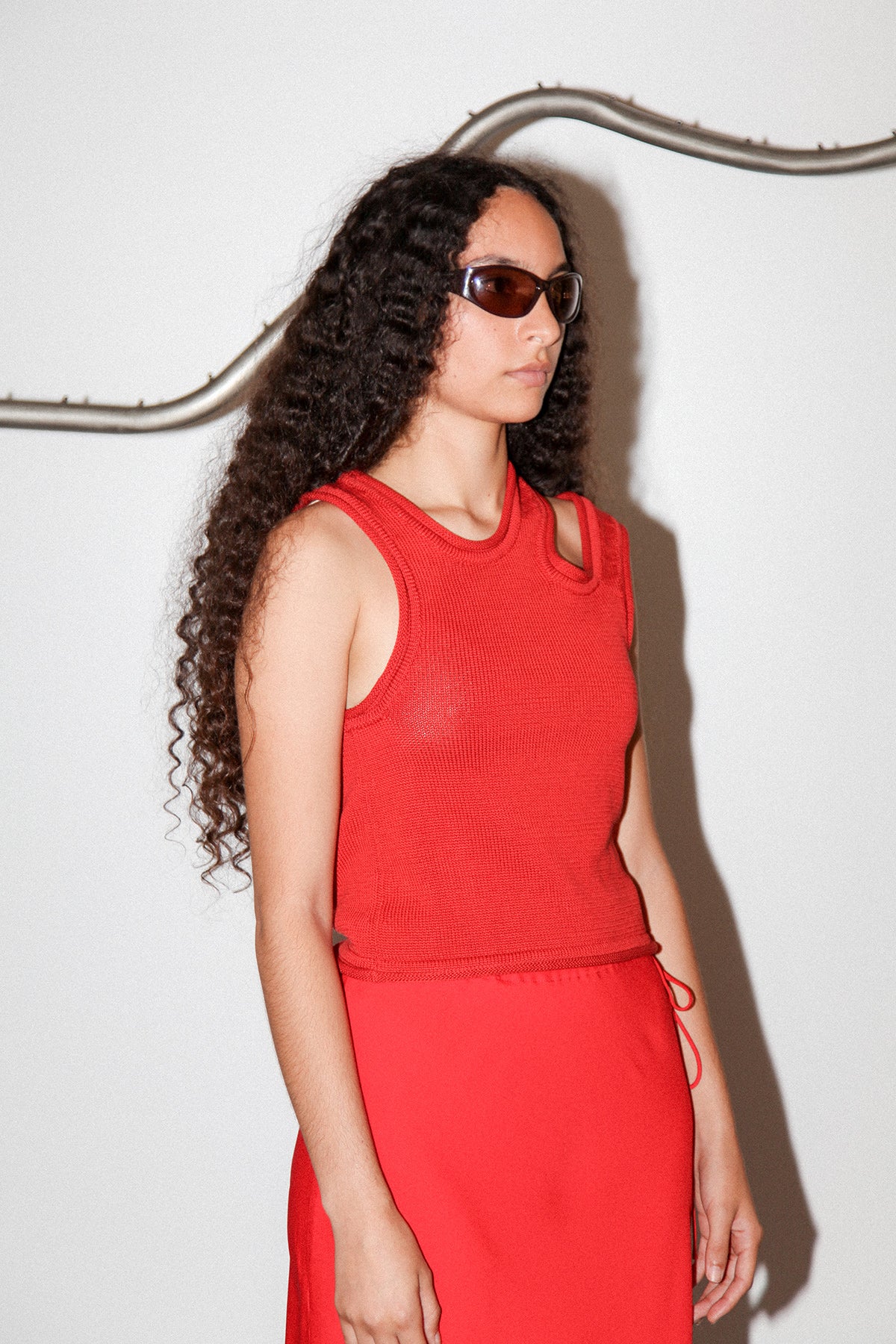 Slash Vest in Tomato