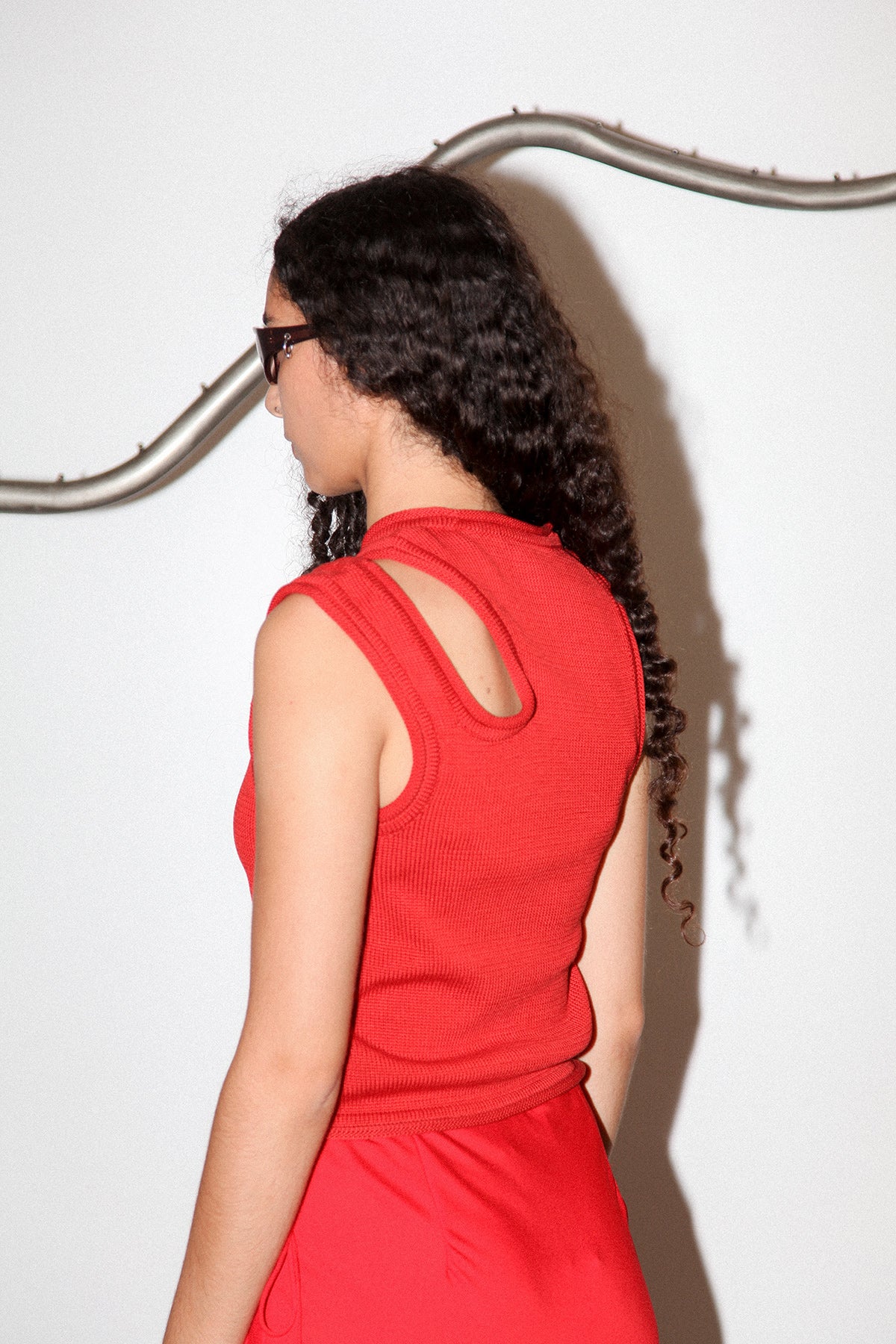 Slash Vest in Tomato