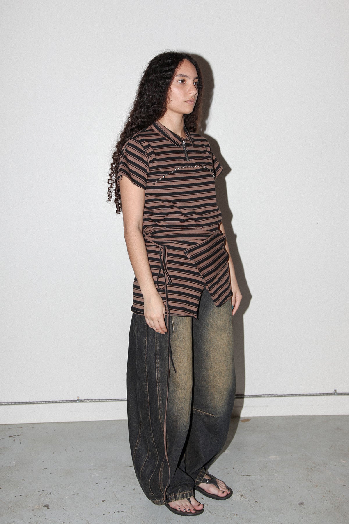Wrap Peplum in Striped Mud