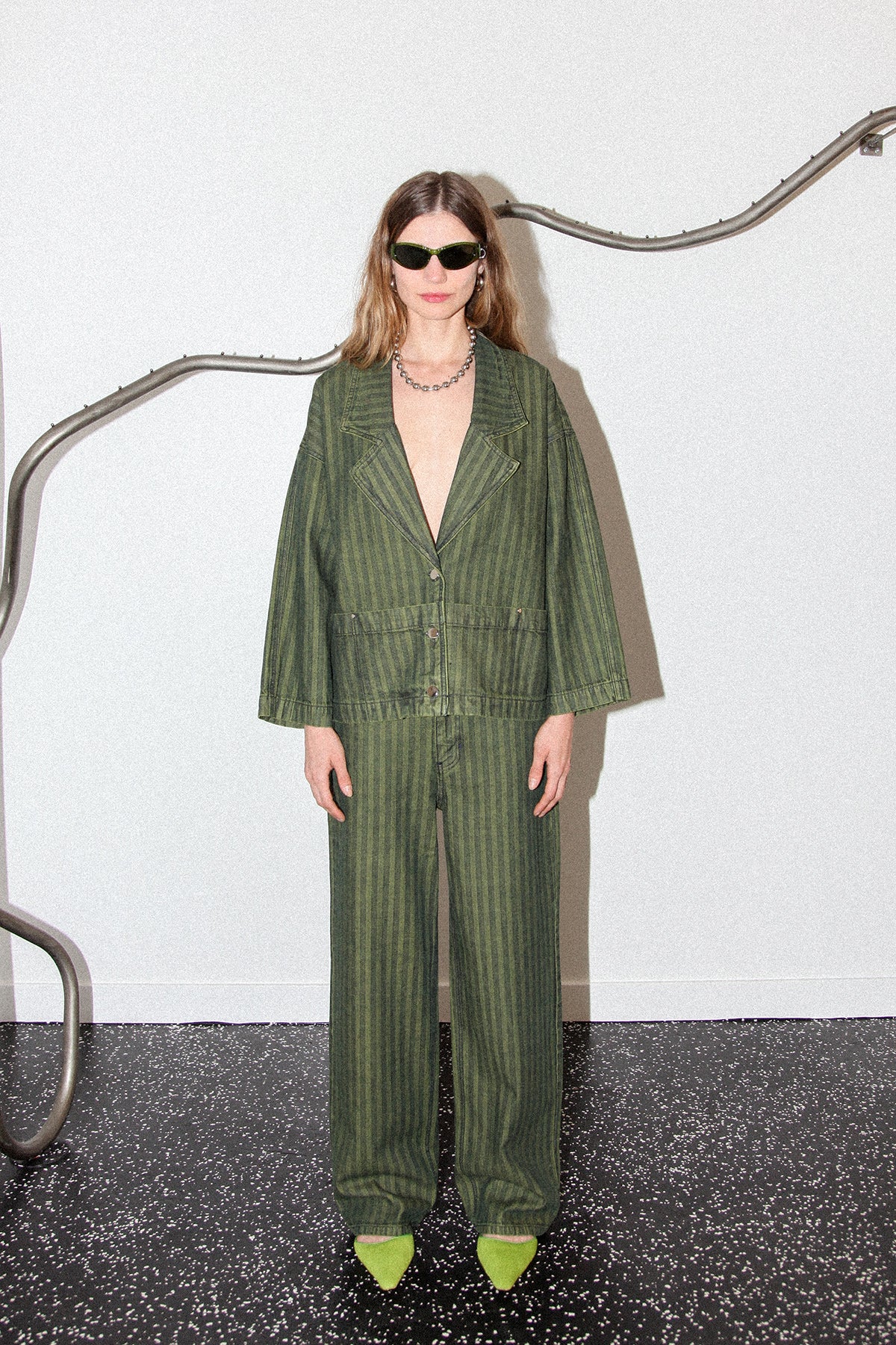 Smock Box Jacket in Moss Denim