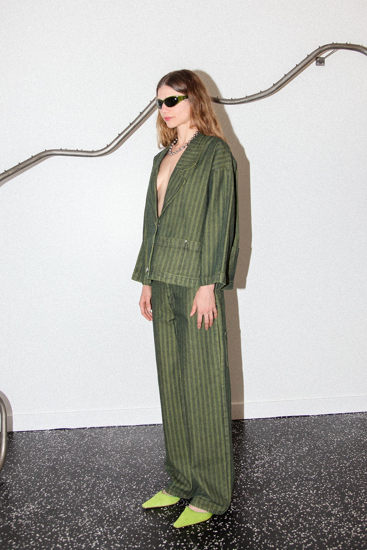 Smock Box Jacket in Moss Denim