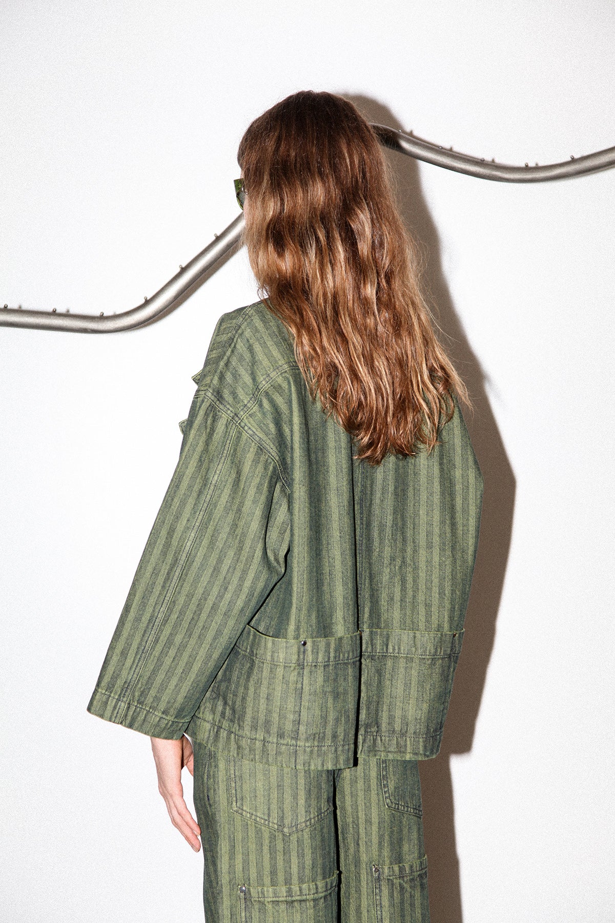 Smock Box Jacket in Moss Denim