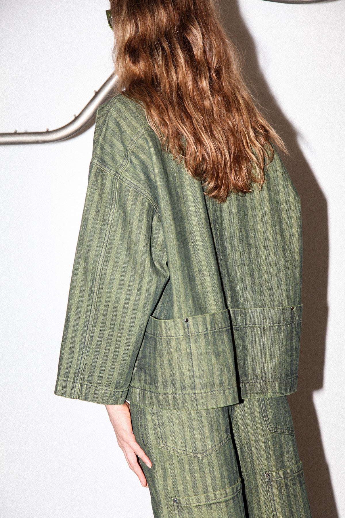 Smock Box Jacket in Moss Denim