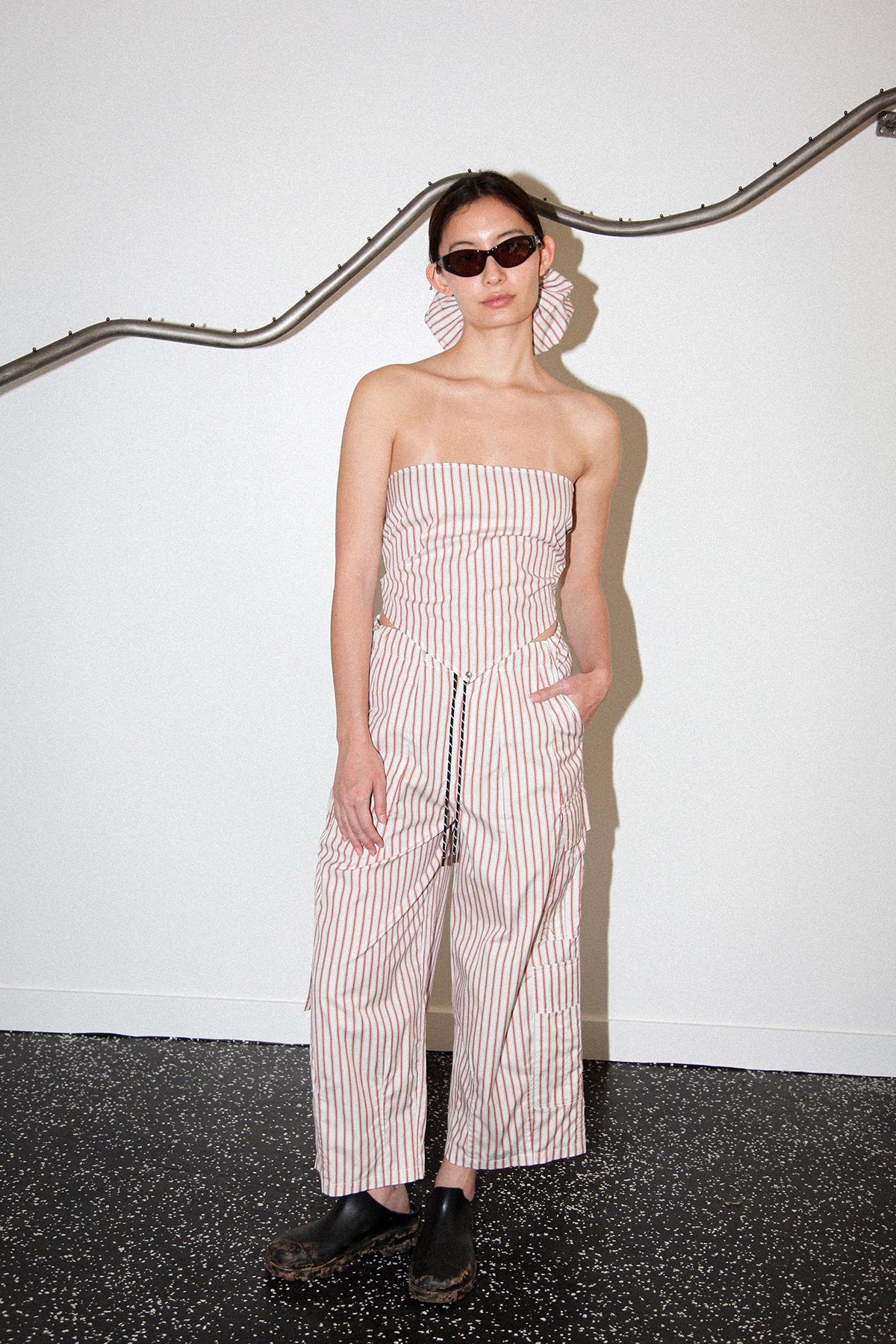 Pierced Coquina Kerchief in Striped Pepper