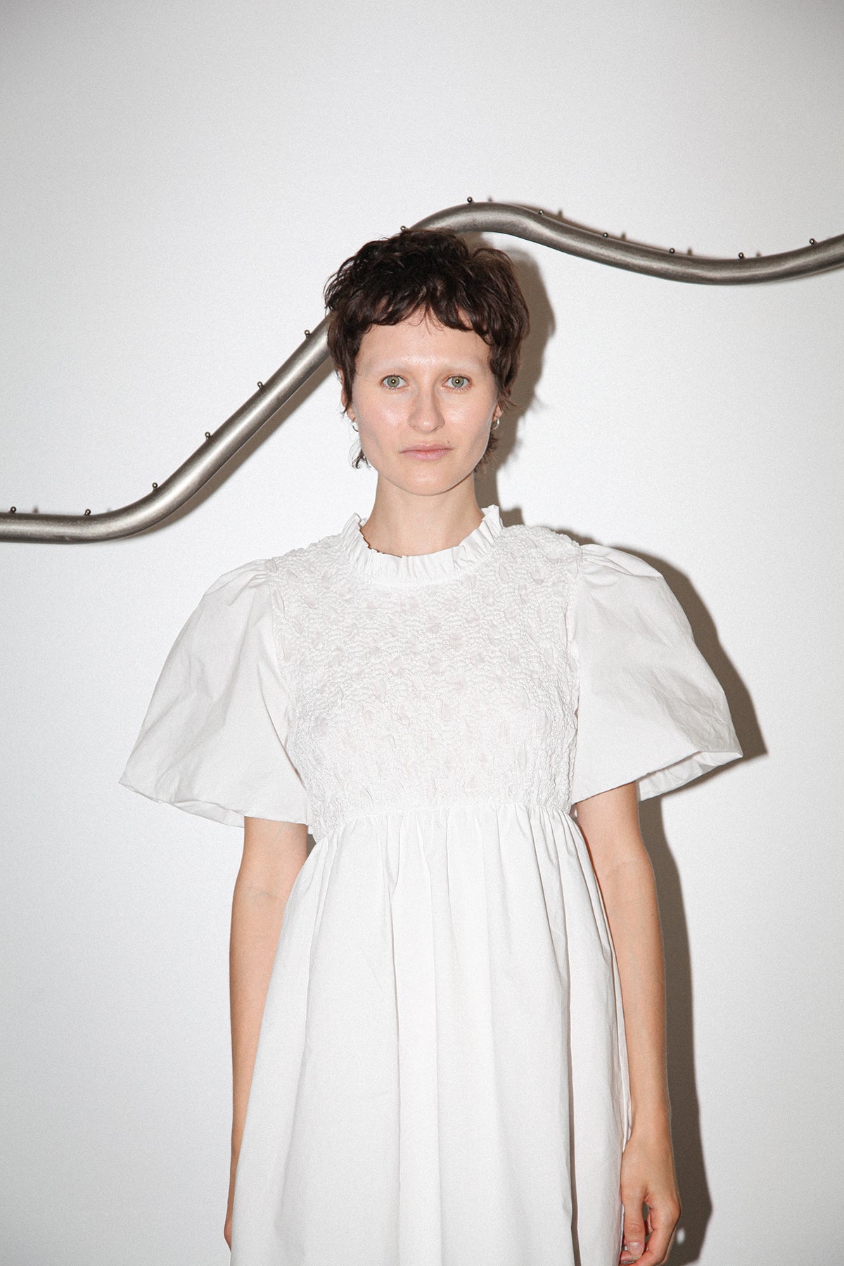 Studio 104 Smocked Mini Dress in White