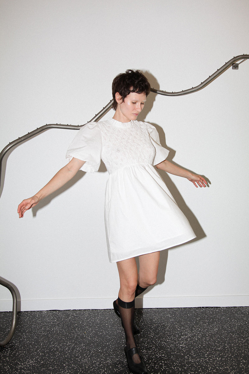 【yo BIOTOP】open sleeve cotton mini dress 100% Organic Cotton Open-Knit Long Sleeve Cover-Up Mini