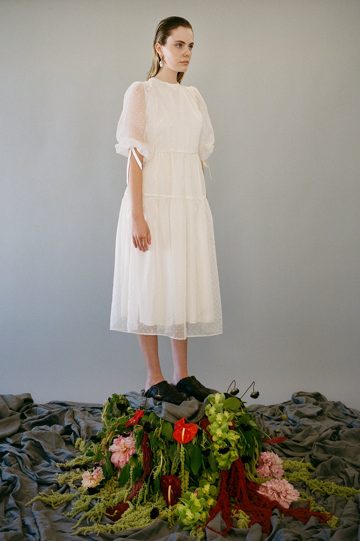 Hus Dress in Ice Dot Organza