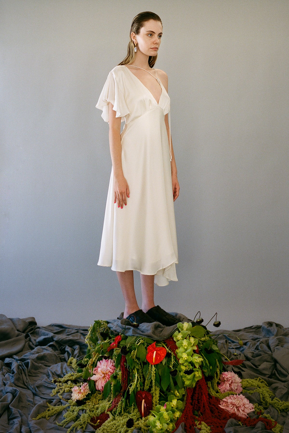 Climber Dress in Pearl Silk Charmeuse