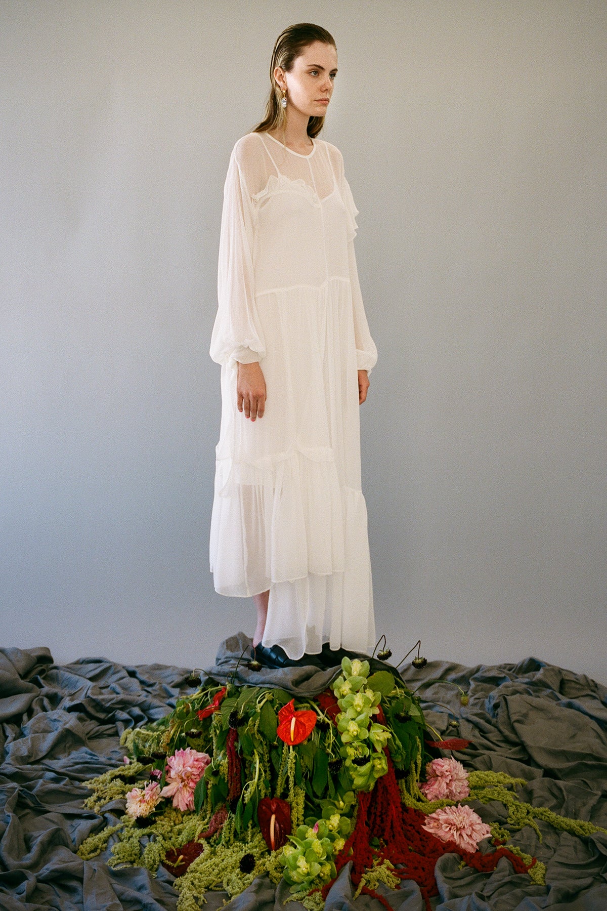 Nine Twenty-Seven Dress in Salt Silk Yoryu