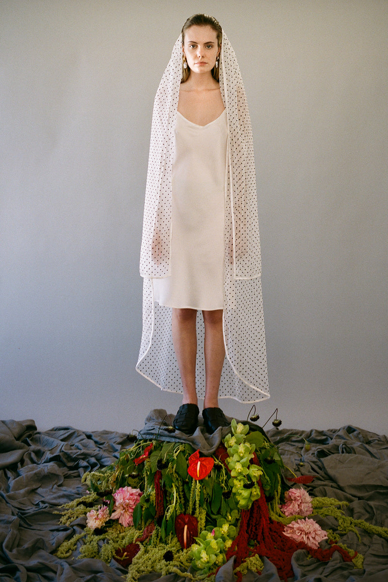 Veil in Black & White Dot Organza – KkCo