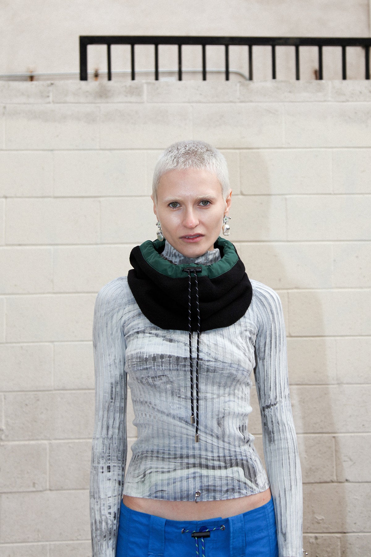 Tube Scarf in Black Fleece