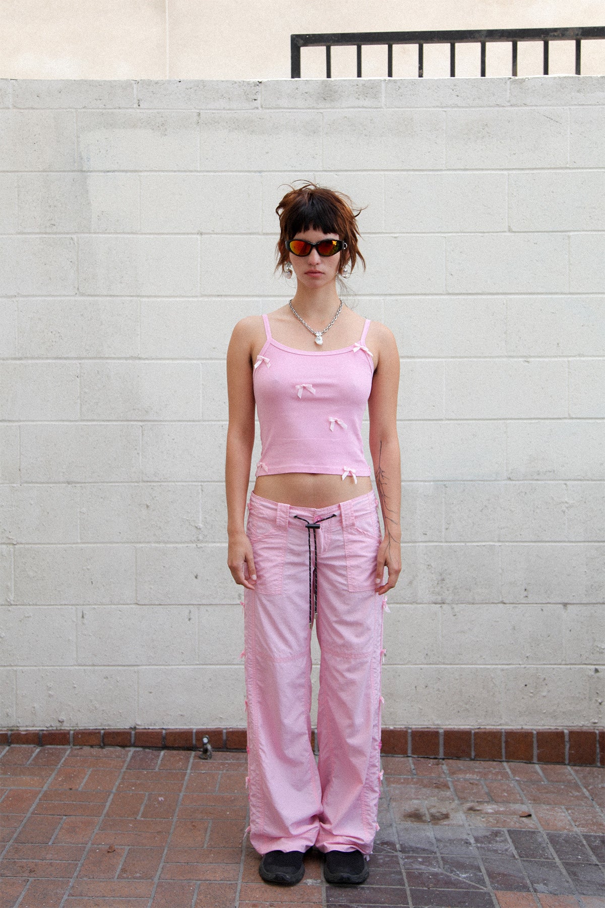 Bow Down Roll Up Pant in Ballet Pink
