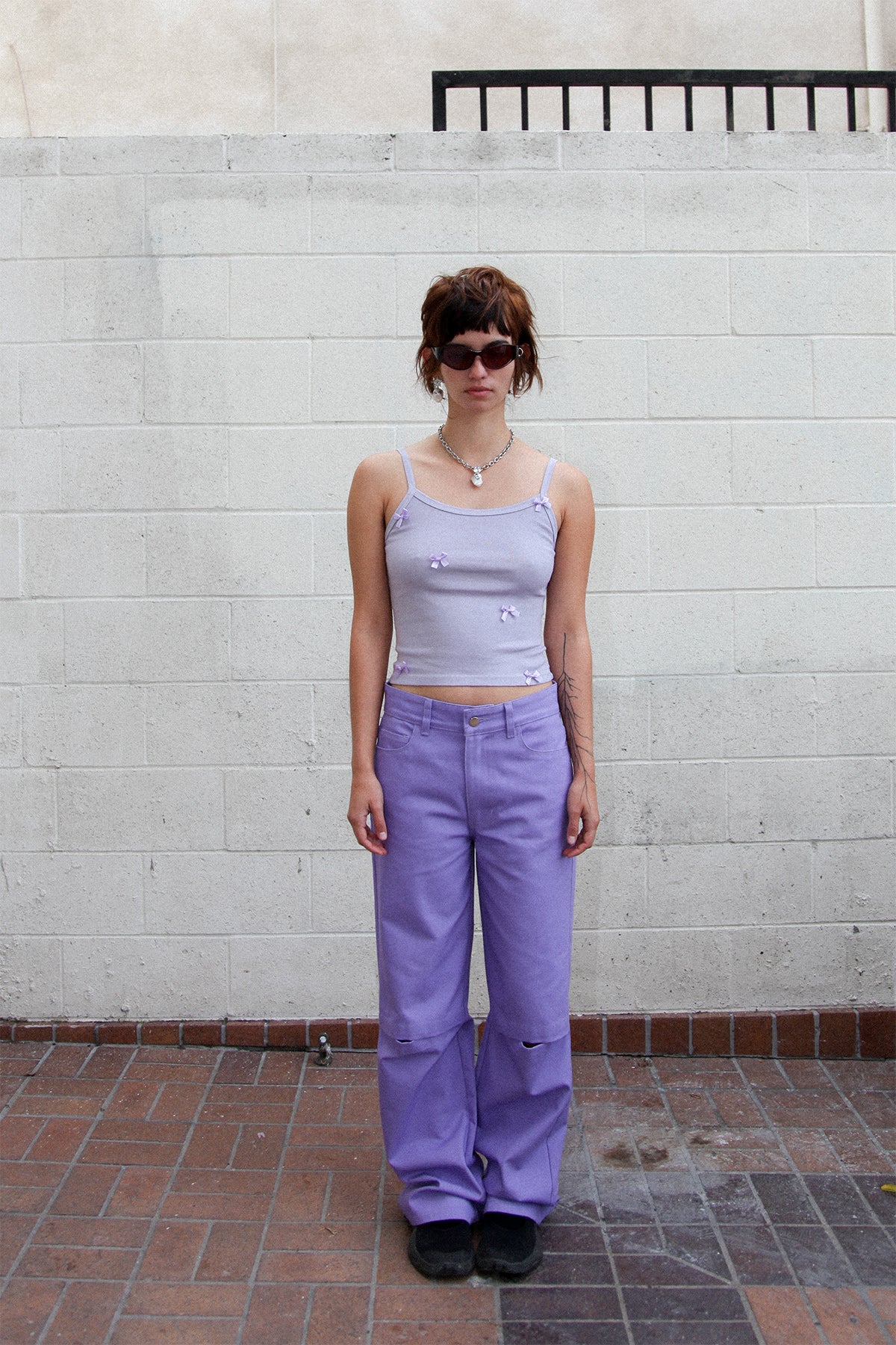 Straight Slit Pant in Lavender
