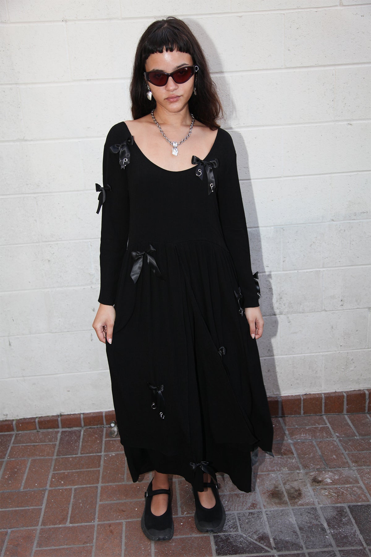 Pierced Swan Dress in Black