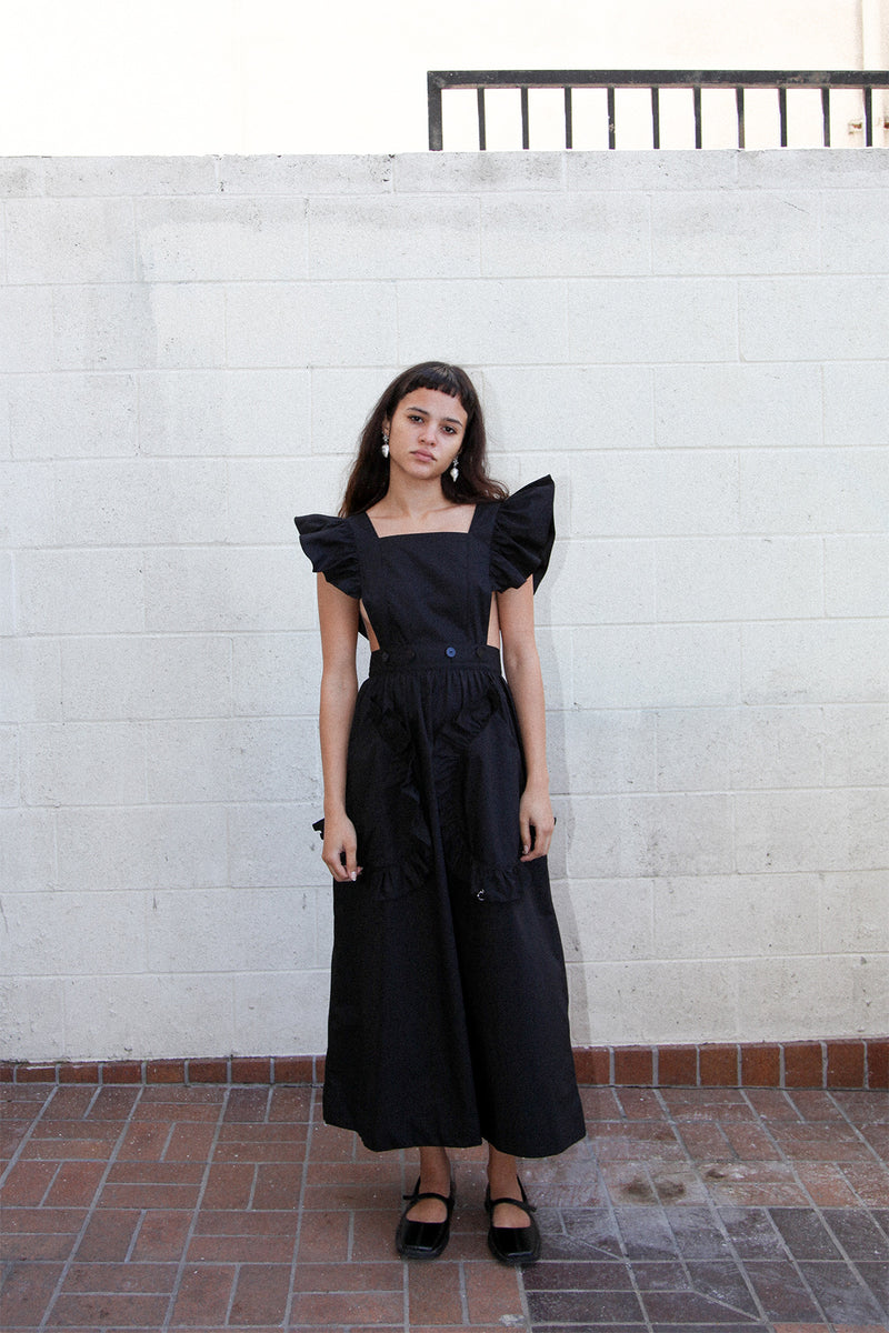 Lulu Apron Dress in Black KkCo