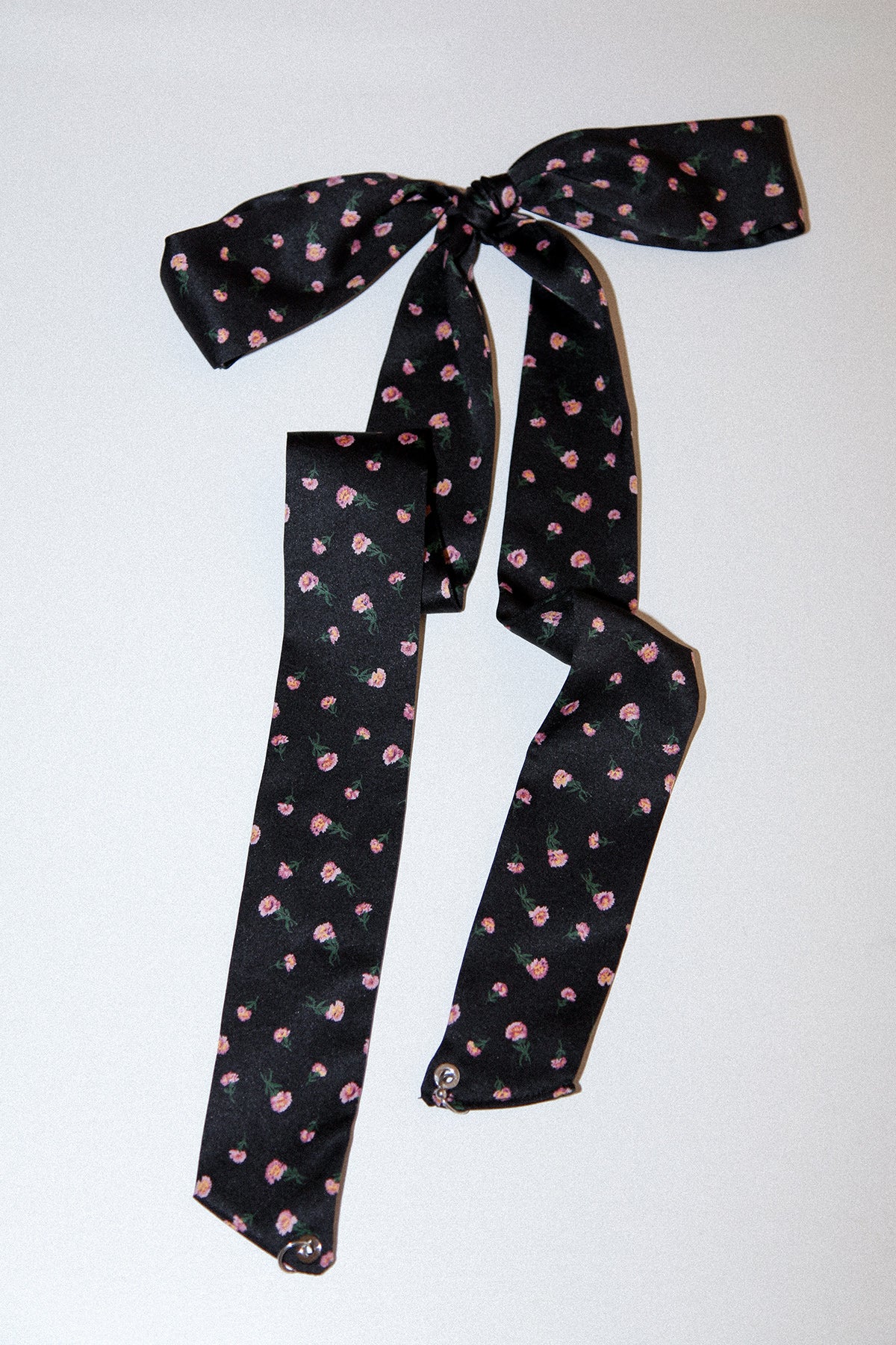 Pierced Hair Ribbon in Black Ditzy Print