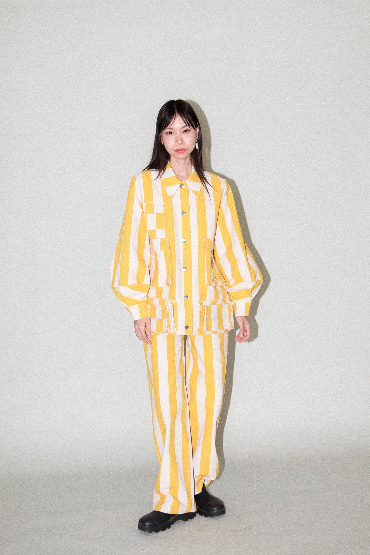 Unelma Utility Jacket in Banana & Natural Stripe