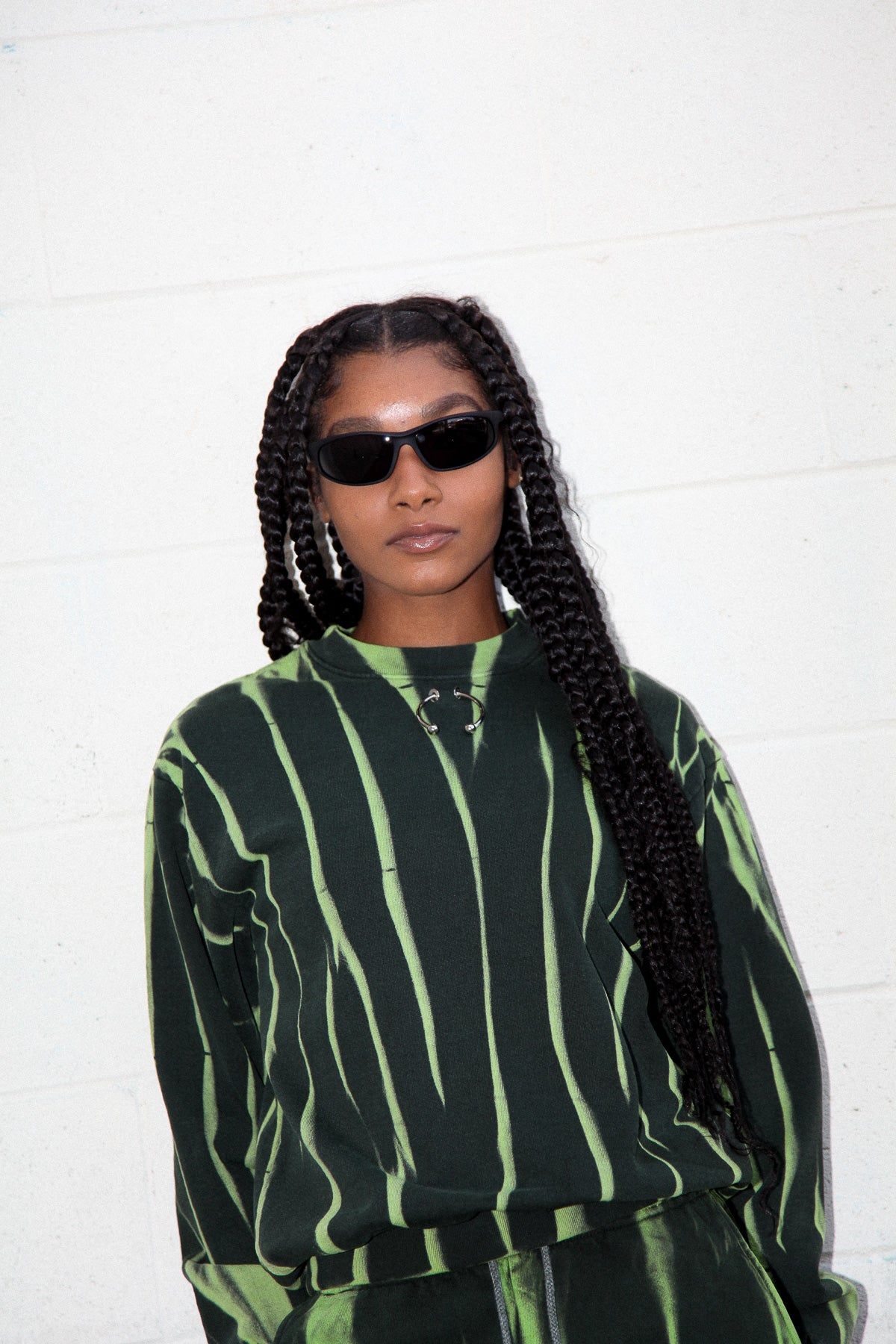 Crescent Crewneck in Lime Jupiter Dye