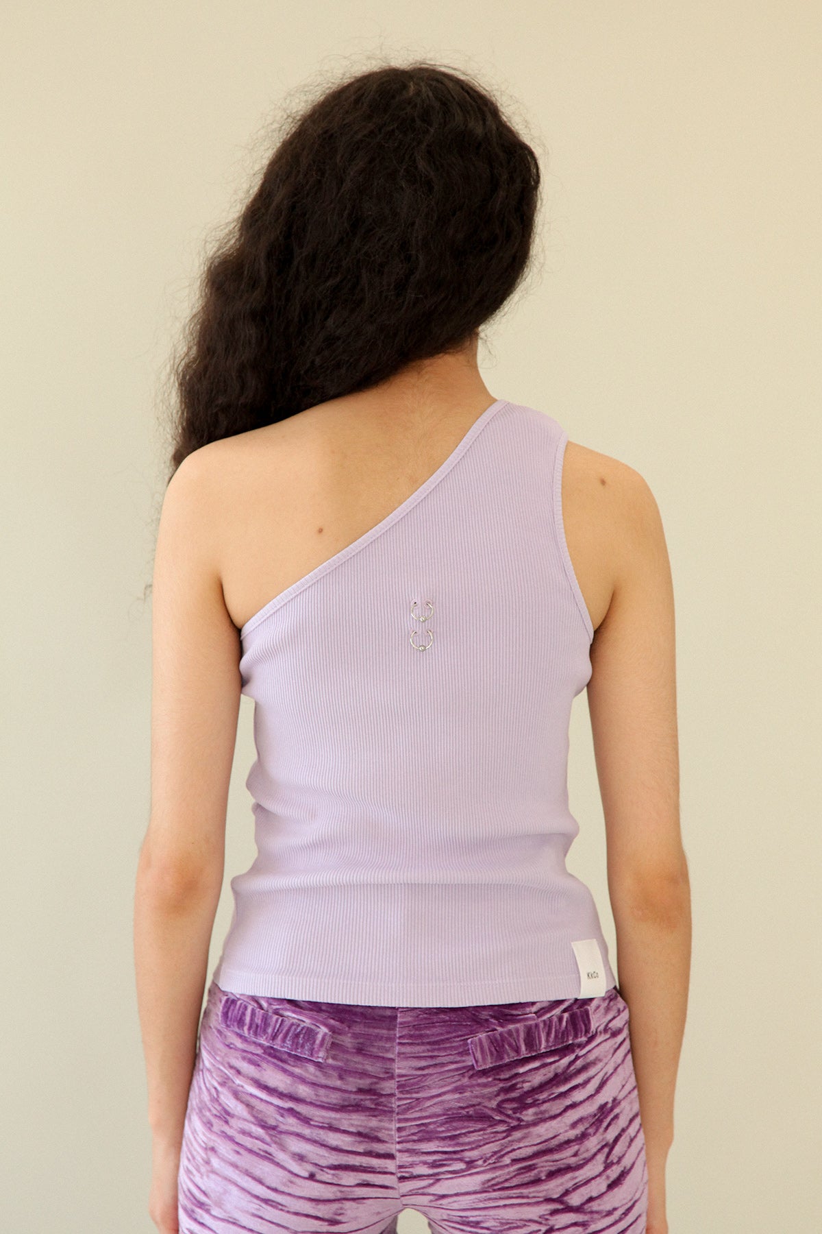 Pierced One Shoulder Rib Tank in Lavender