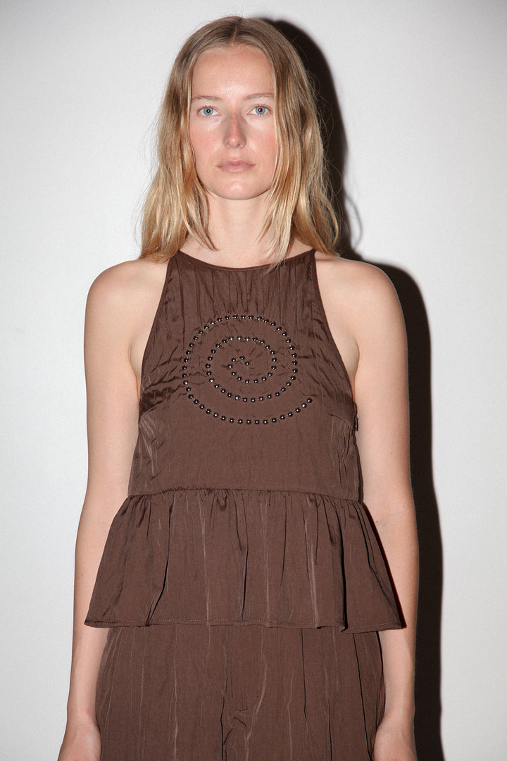 Spiral Punch Top in Mud