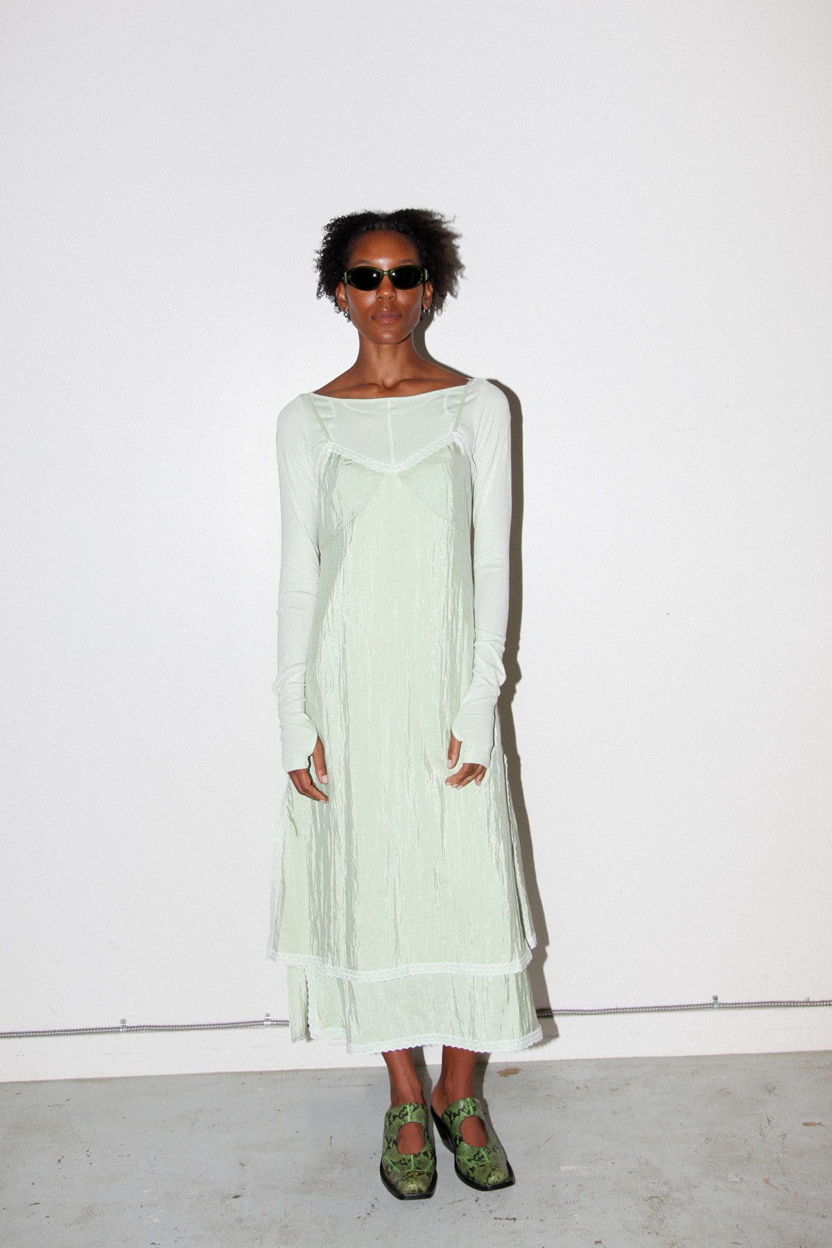 Earthen Slip Dress in Lichen