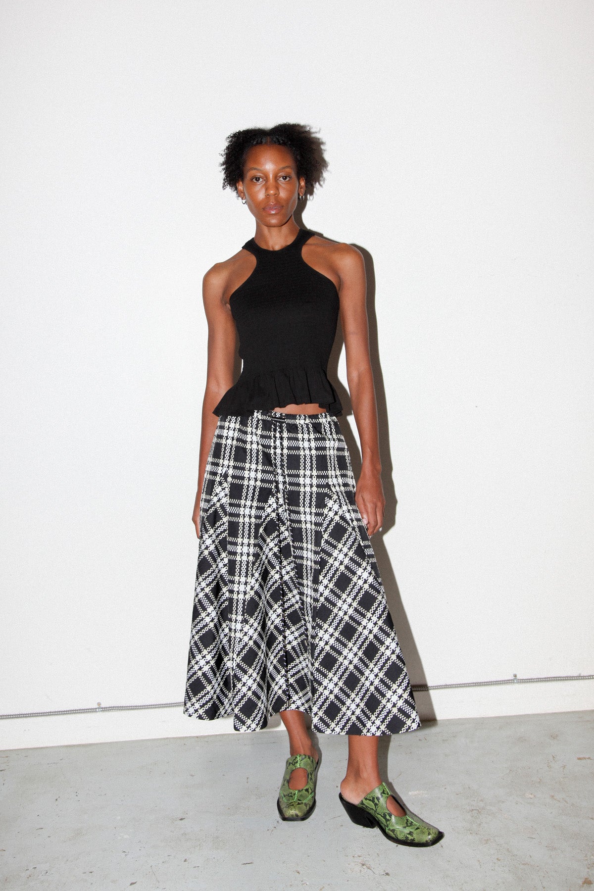 Plaid Peak Skirt in Black Plaid