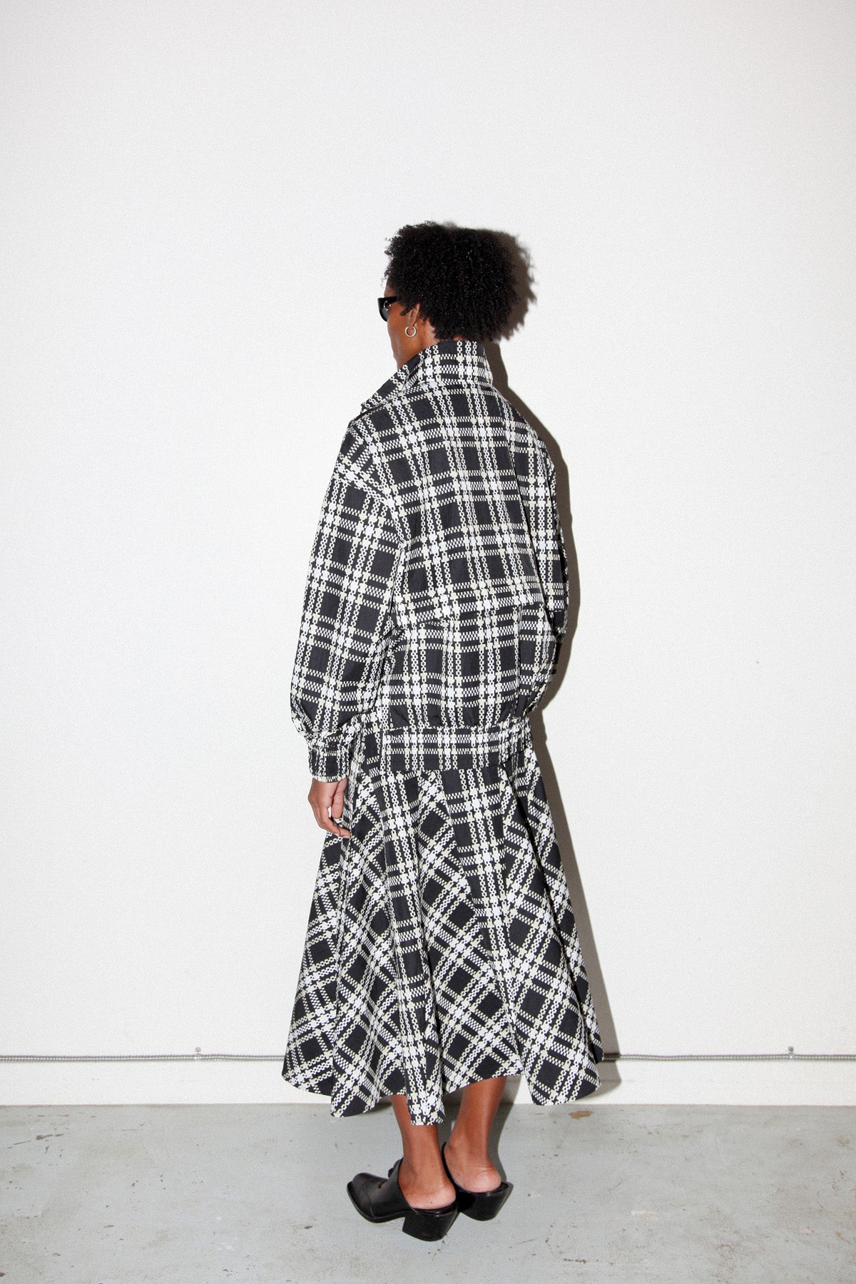 Plaid Trail Double Mockneck in Black Plaid