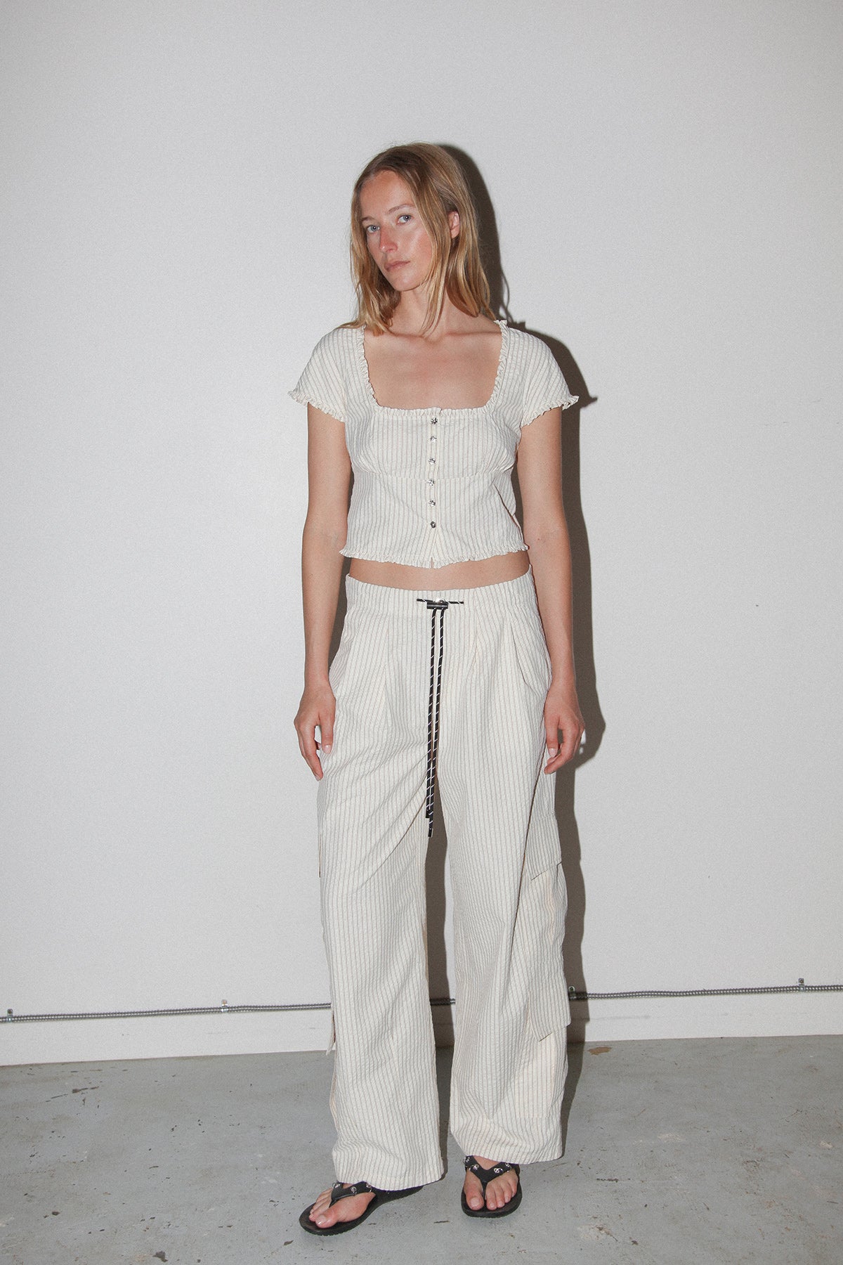 Basalt Pant in Striped Natural