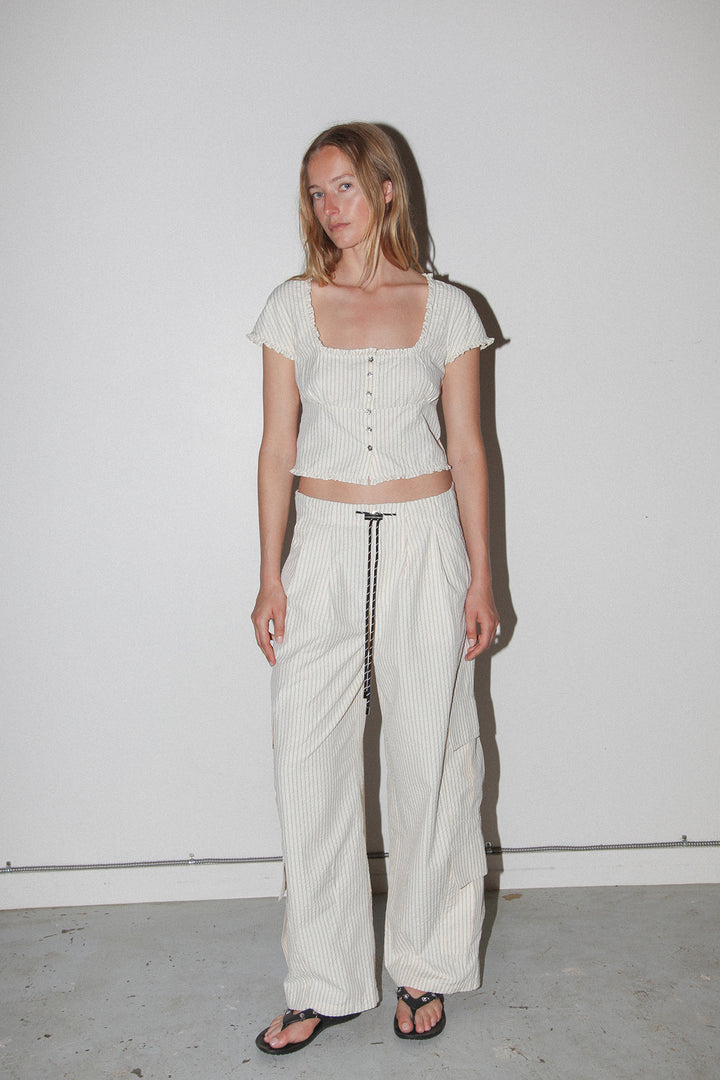 Basalt Pant in Striped Natural