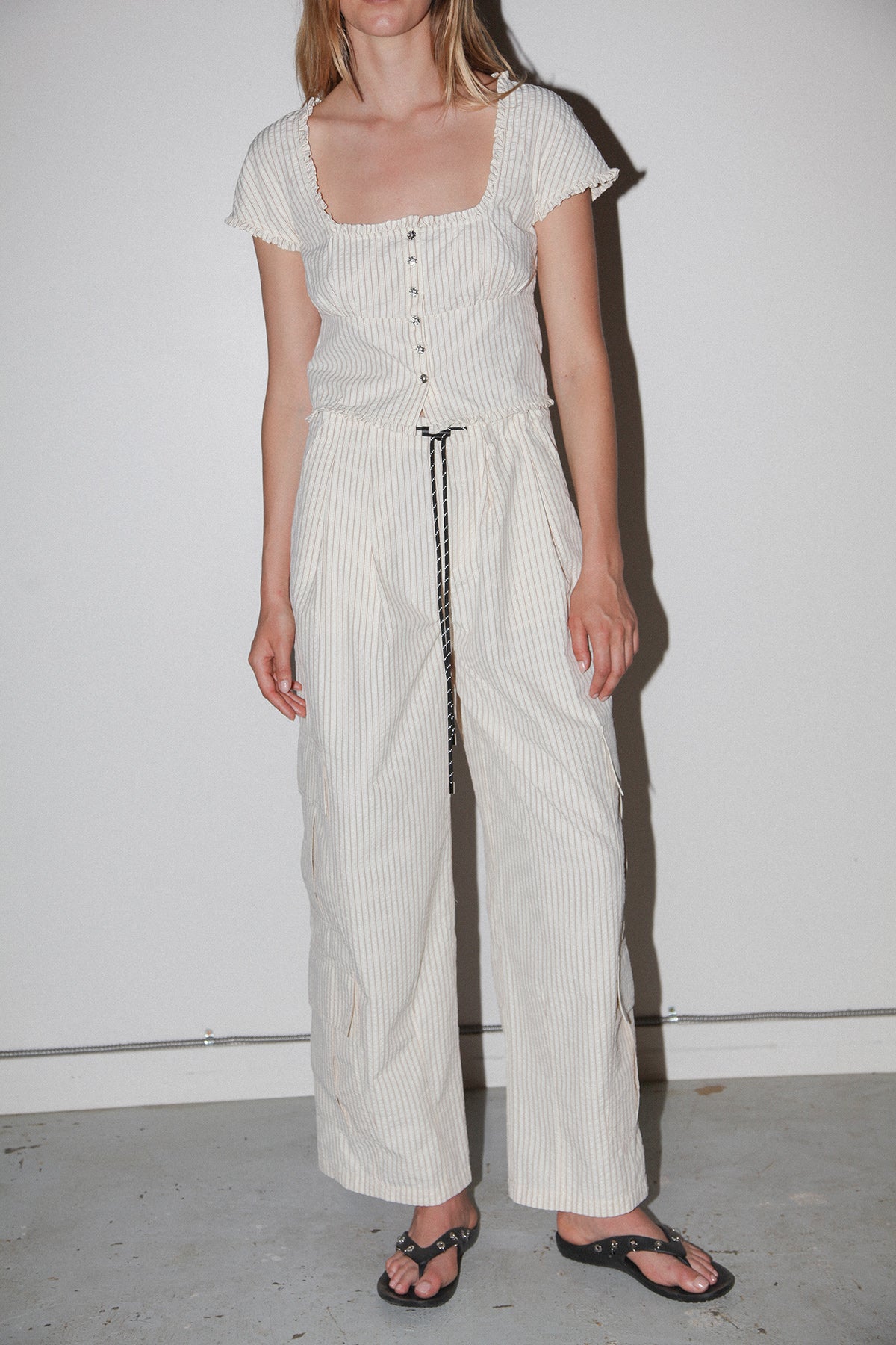 Basalt Pant in Striped Natural